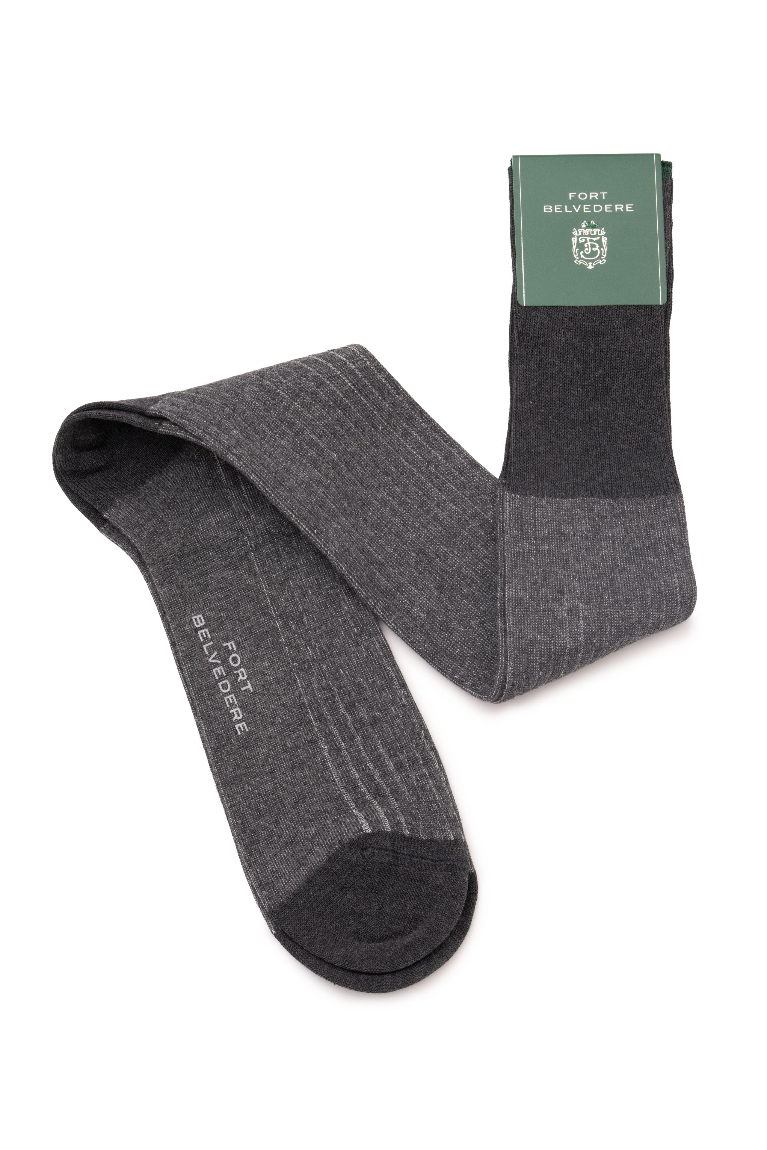Gray & Light Gray Shadow Stripe Midweight Cotton Socks