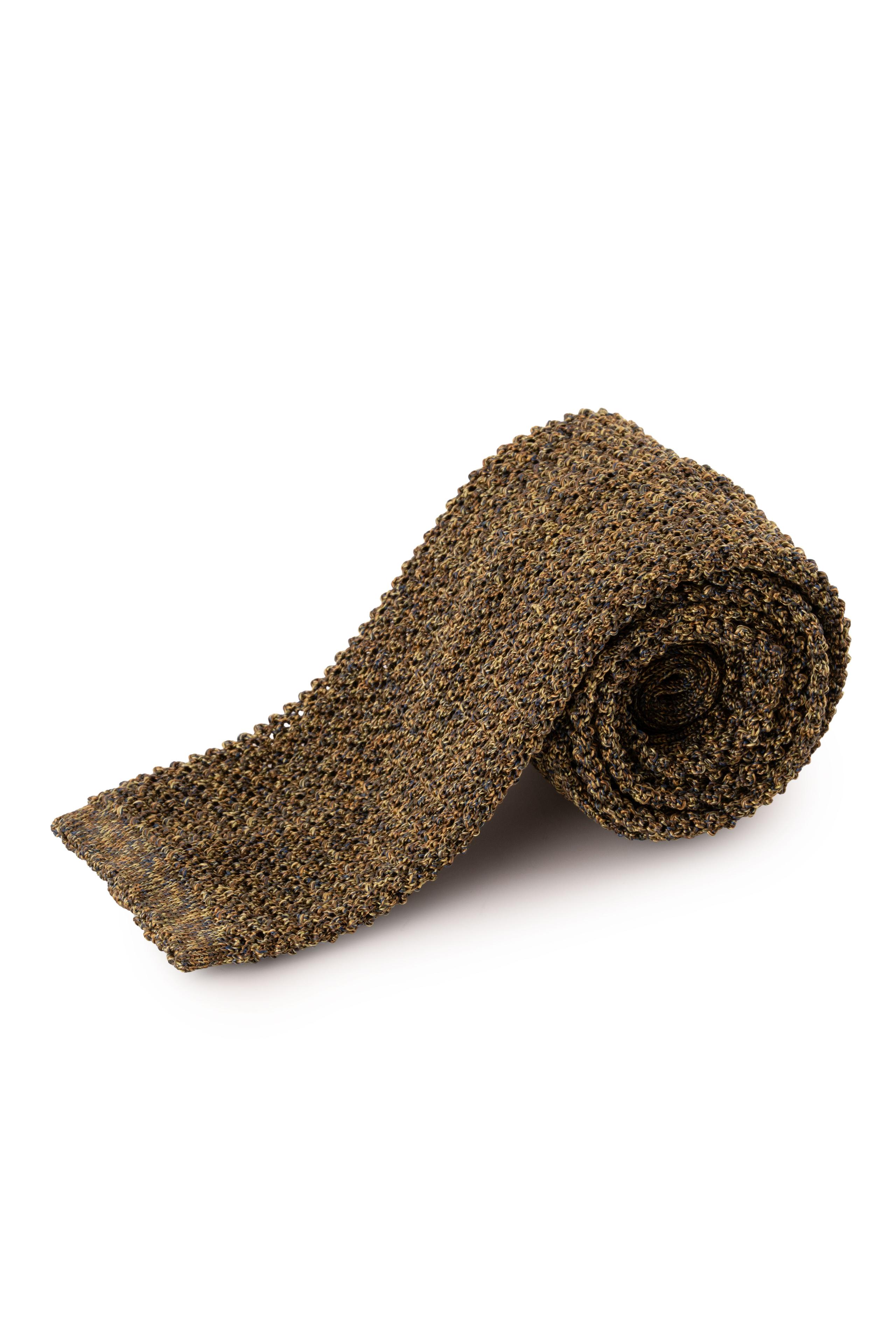 Melange Yellow & Brown Silk Knit Tie