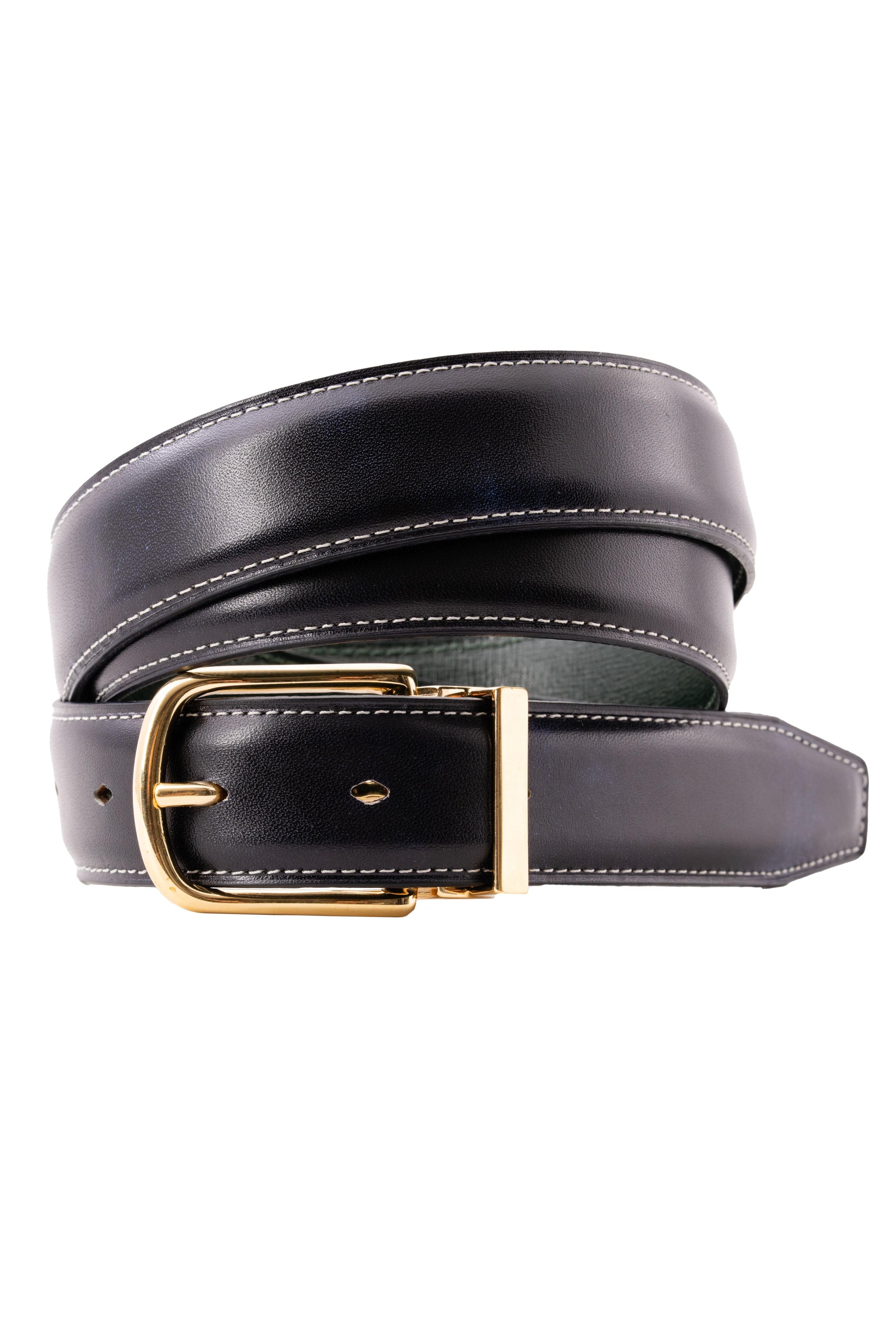 Navy Blue Museum Calf Leather Belt