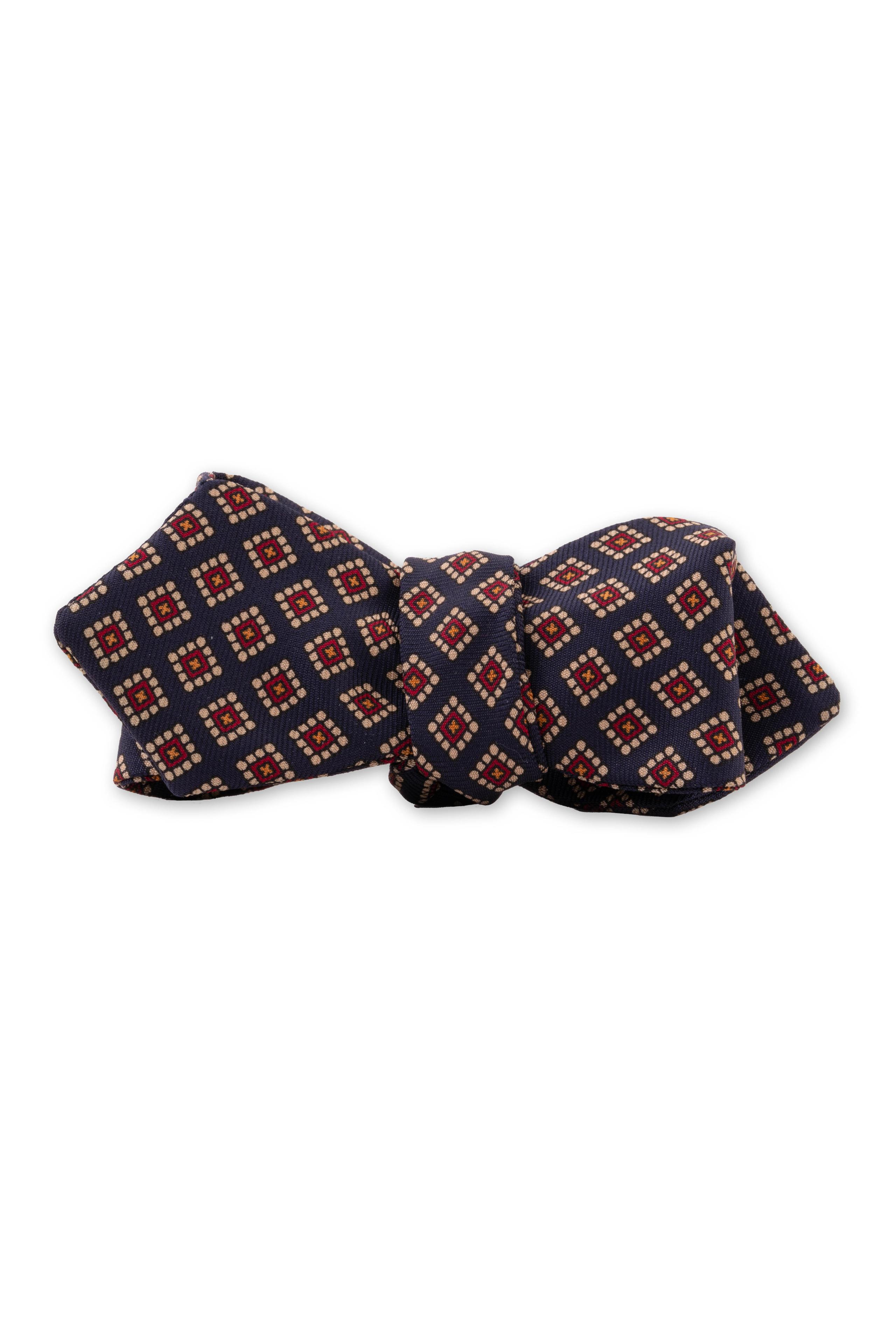 Navy & Red Diamond Madder Silk Bow Tie