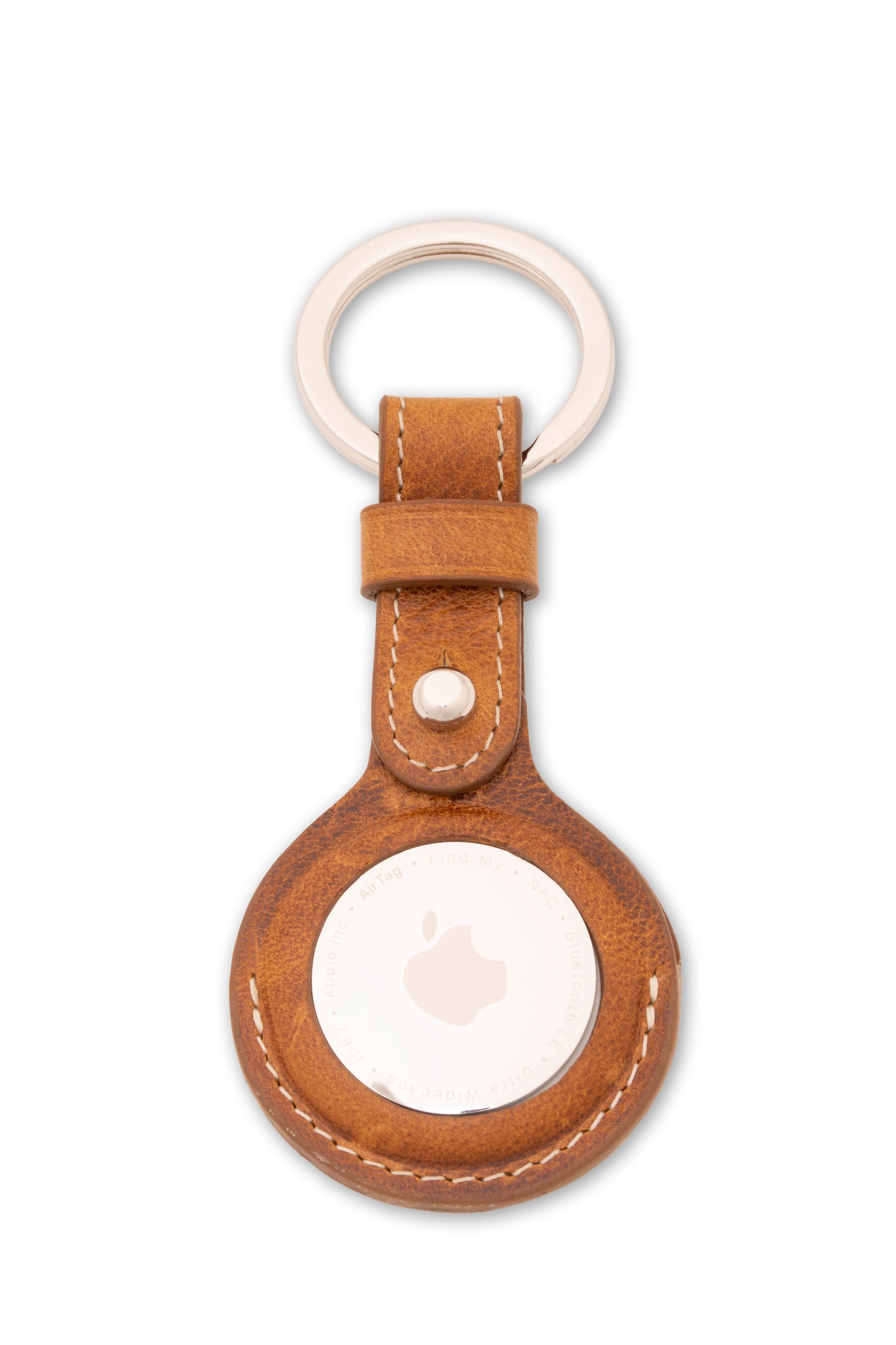 Saddle Brown Dumont Leather AirTag Key Ring