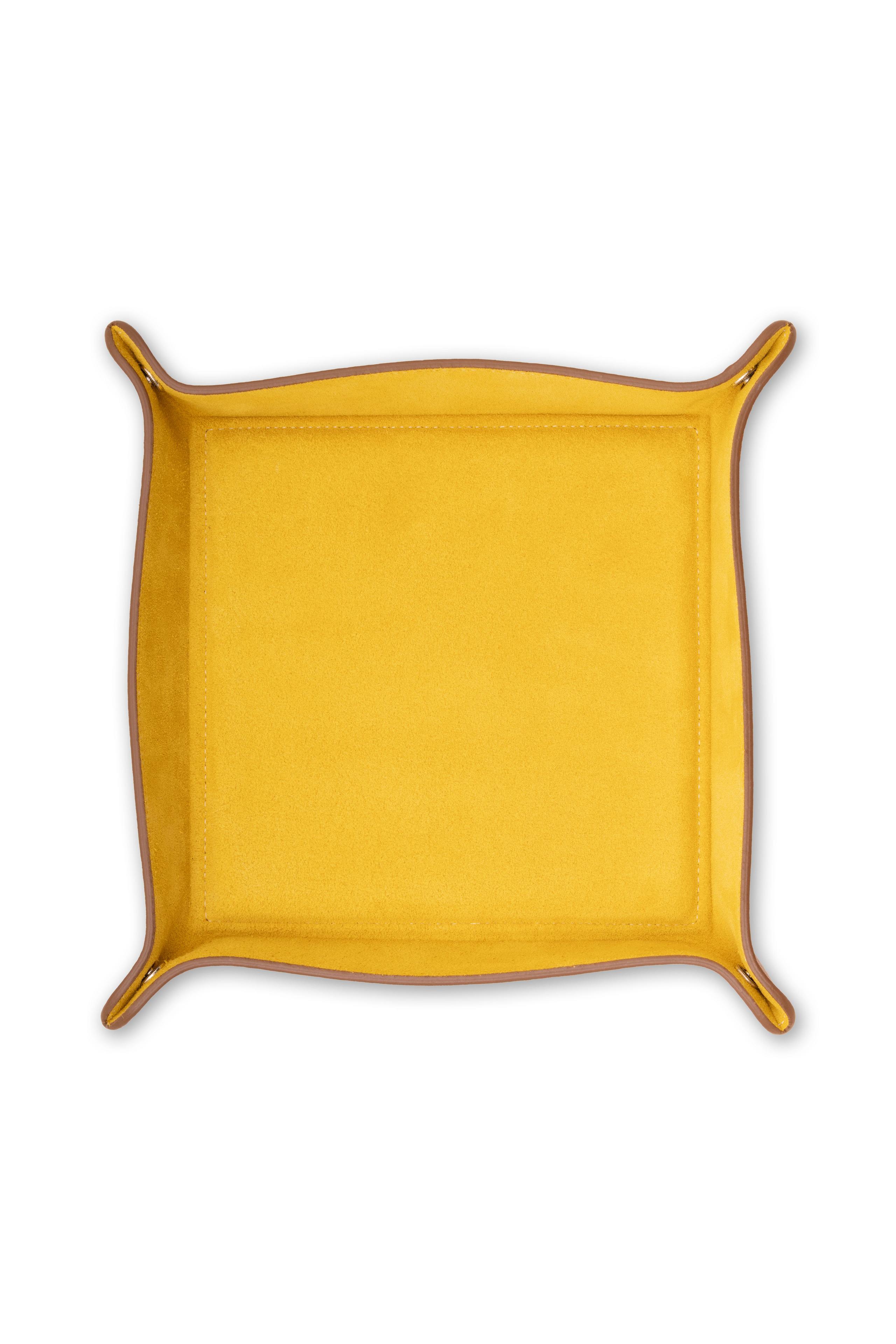 Saddle Brown & Sunflower Catchall Leather Travel Valet Tray