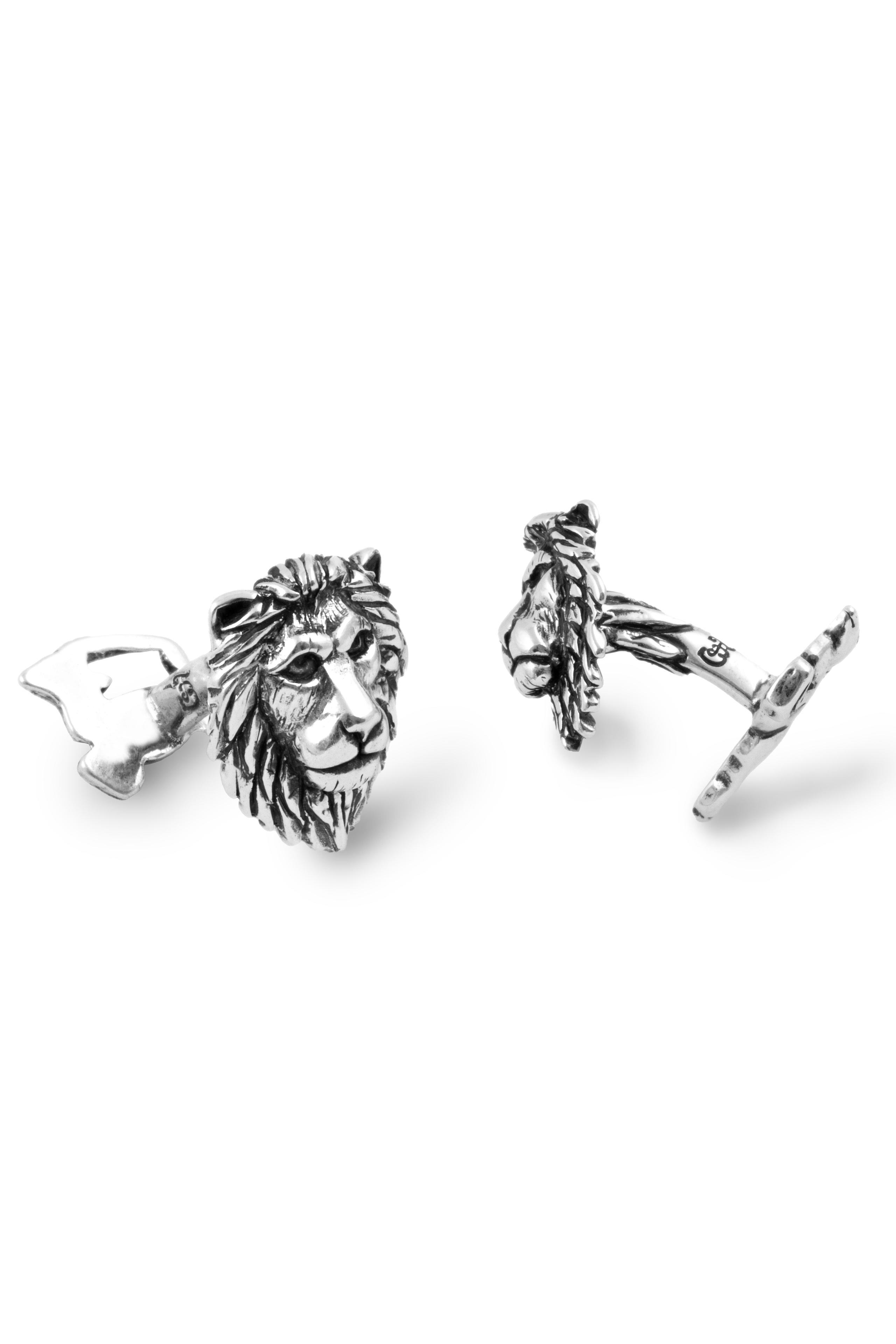 Lion & Gazelle Blackened Sterling Silver Cufflinks
