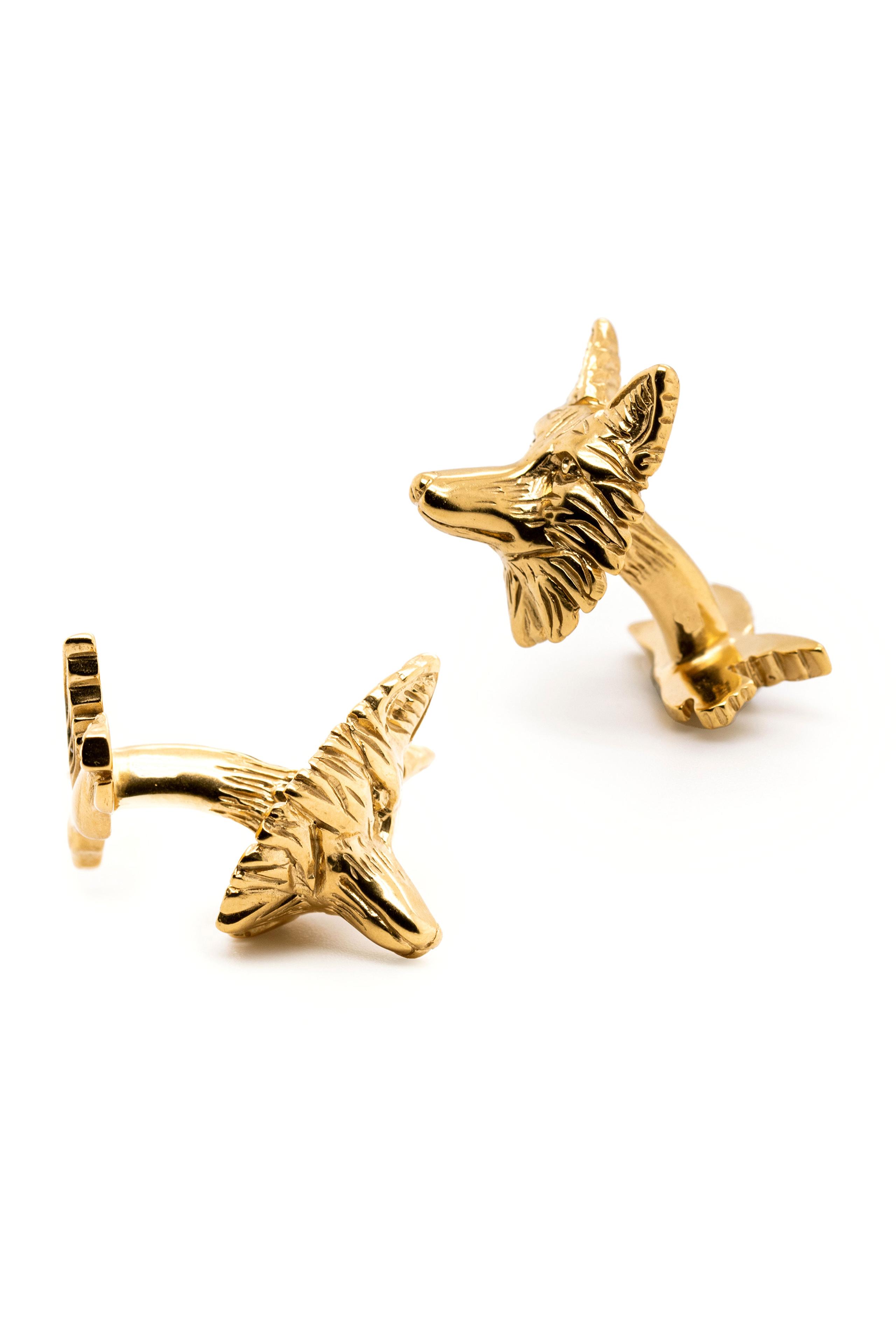 Solid Yellow Gold Fox & Goose Cufflinks