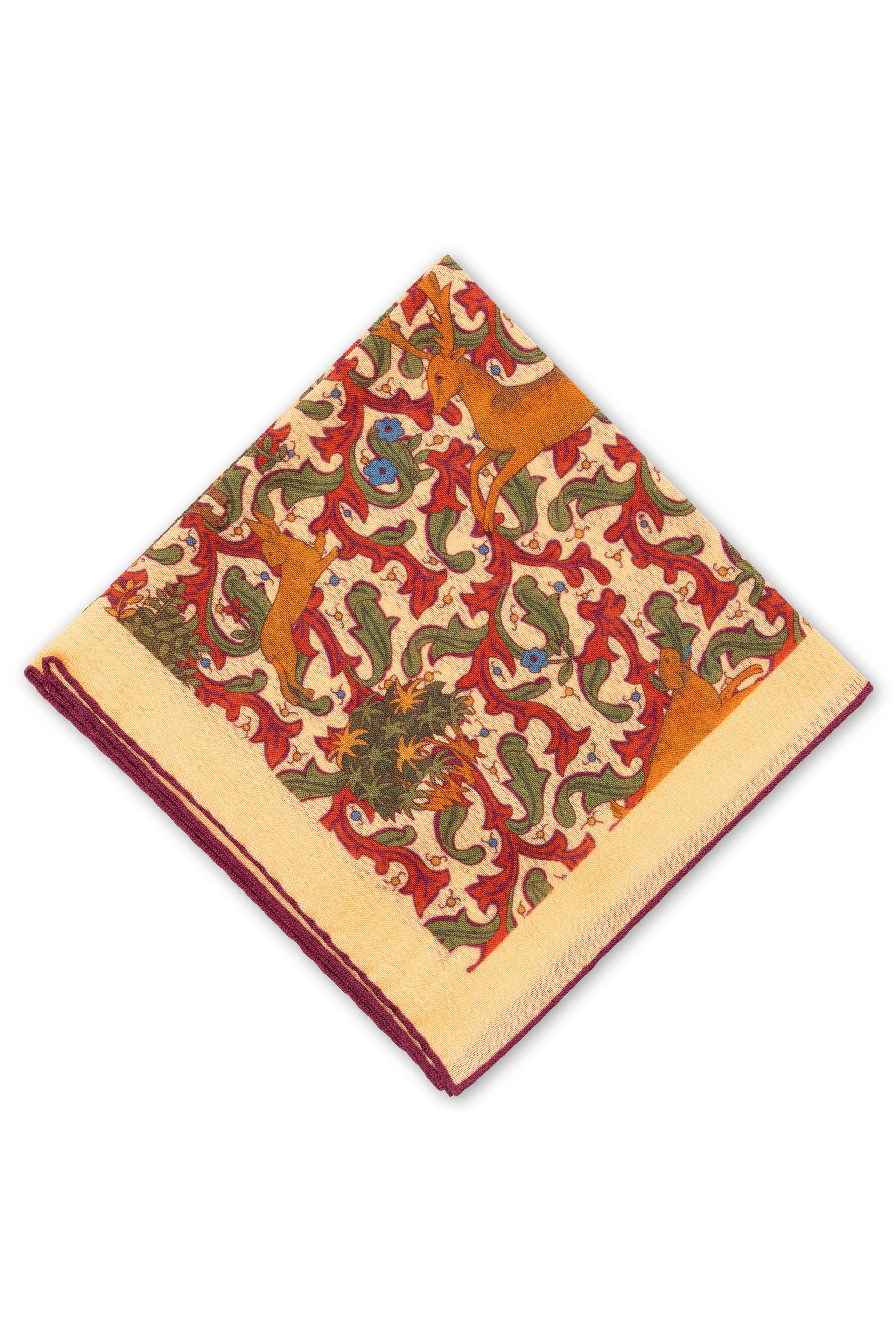 Sunstone Motif Silk-Wool Pocket Square