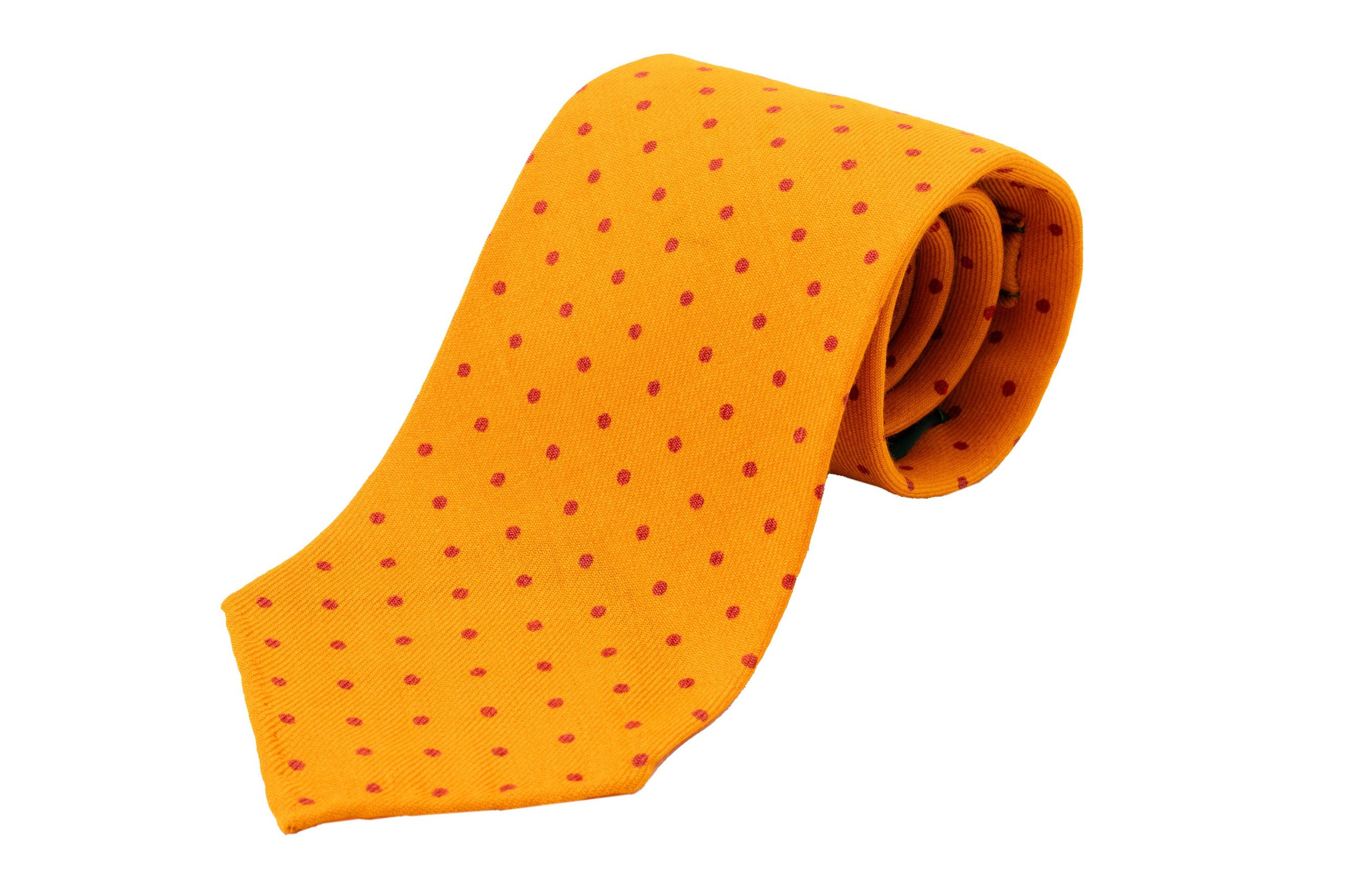 Yellow & Red Polka Dot Wool Challis Tie