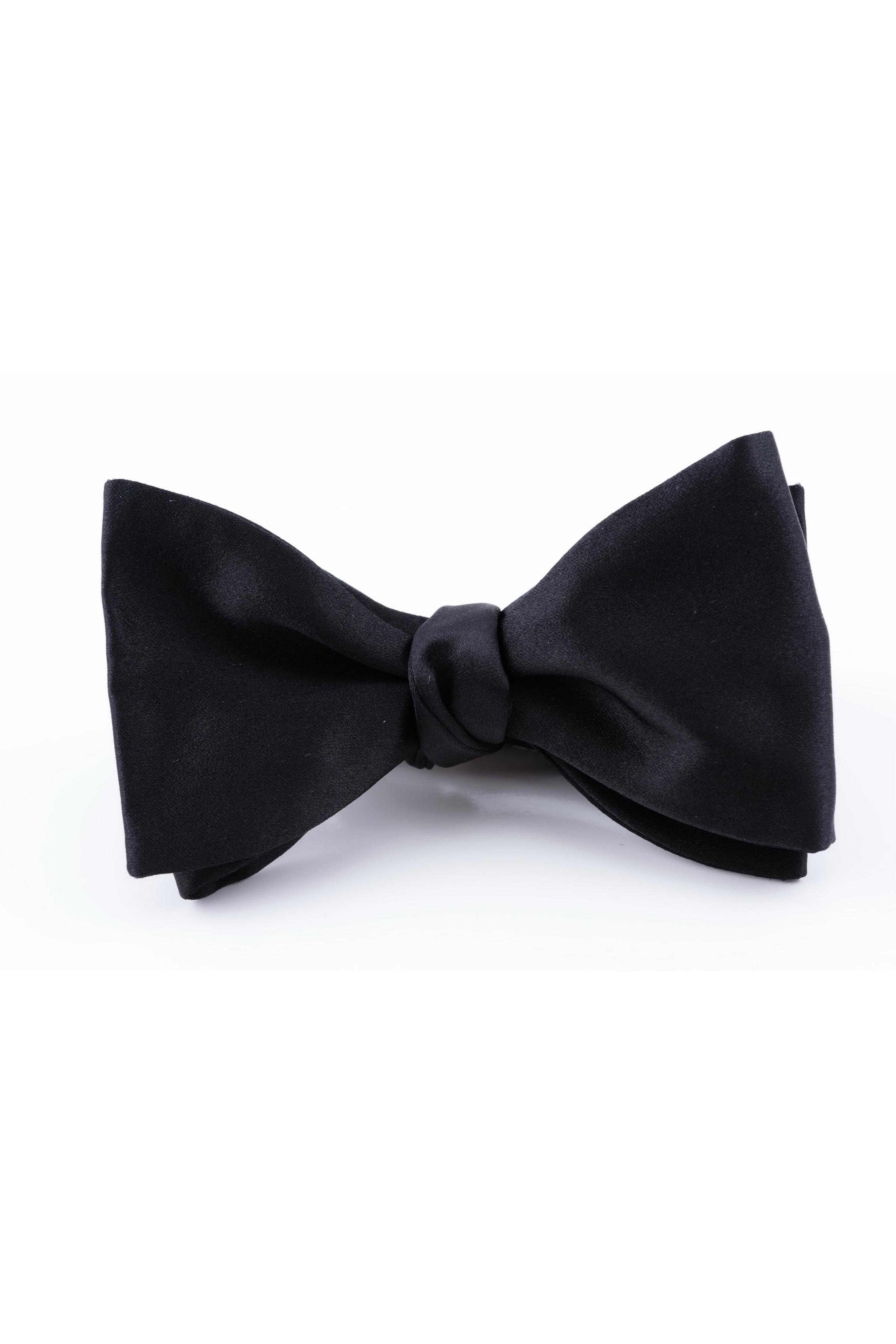 Black Silk Satin Butterfly Self-Tie Bow Tie