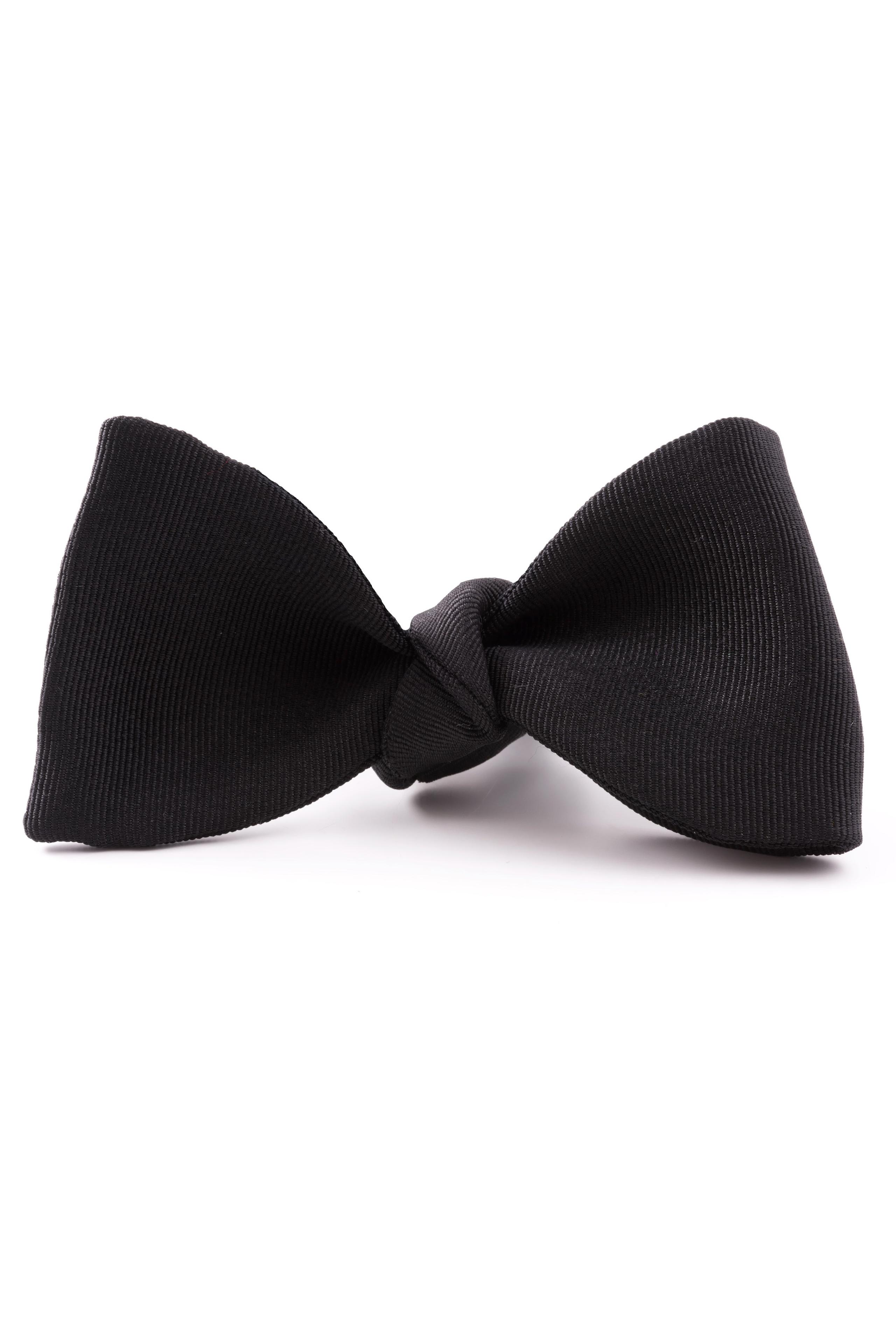Black Single End Silk Faille Grosgrain Bow Tie
