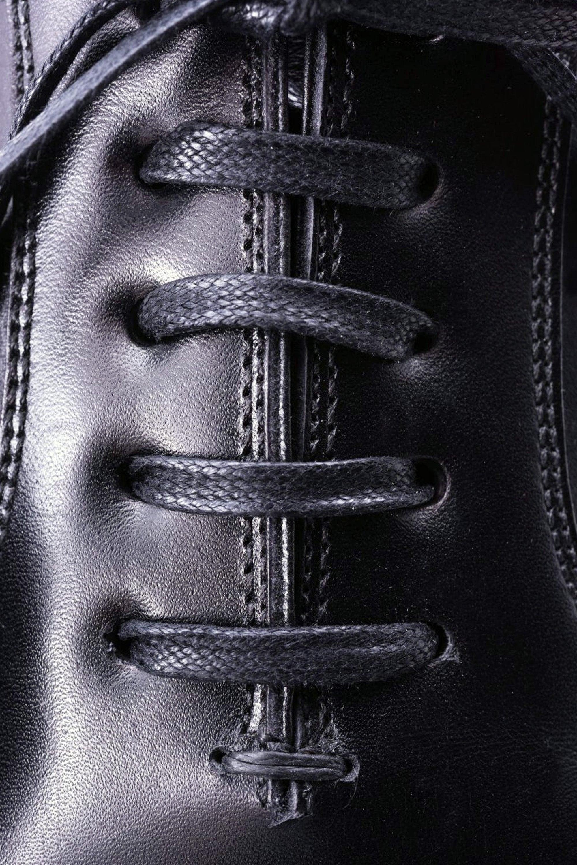 Flat Black Waxed Cotton Shoelaces