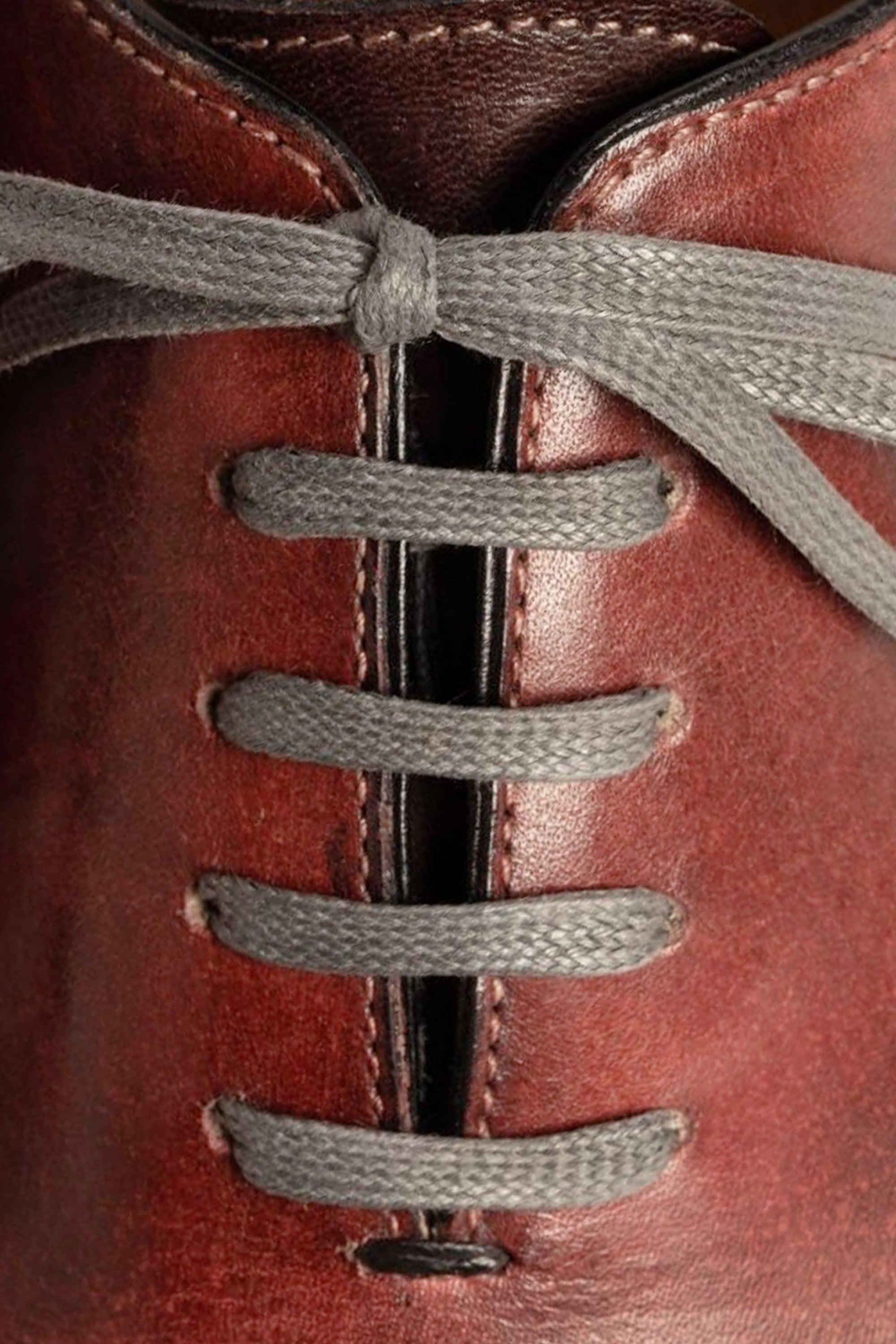 Flat Charcoal Waxed Cotton Shoelaces