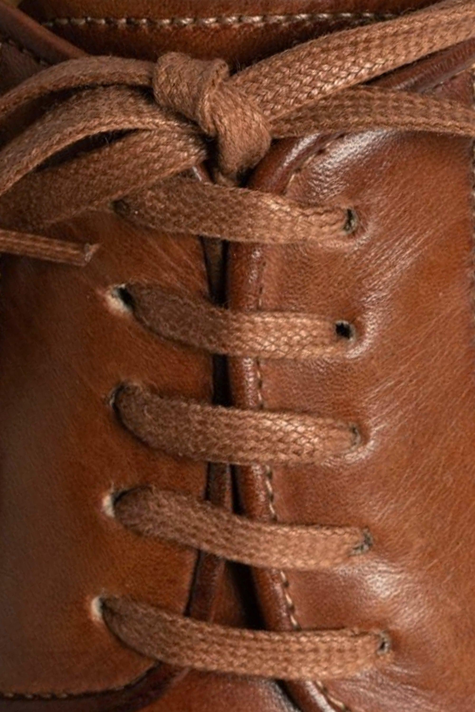 Flat Dark Cognac Waxed Cotton Shoelaces