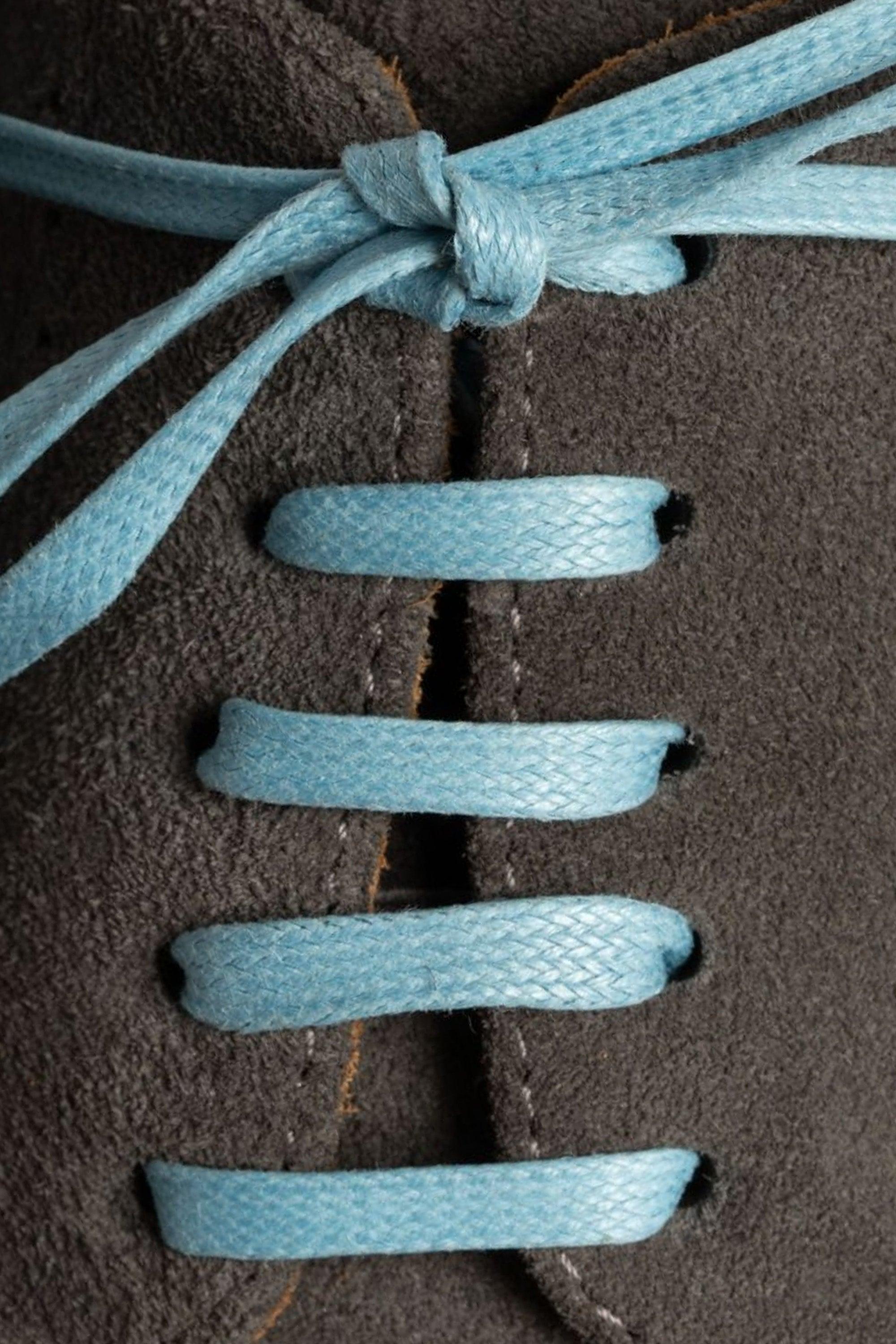 Flat Light Blue Waxed Cotton Shoelaces