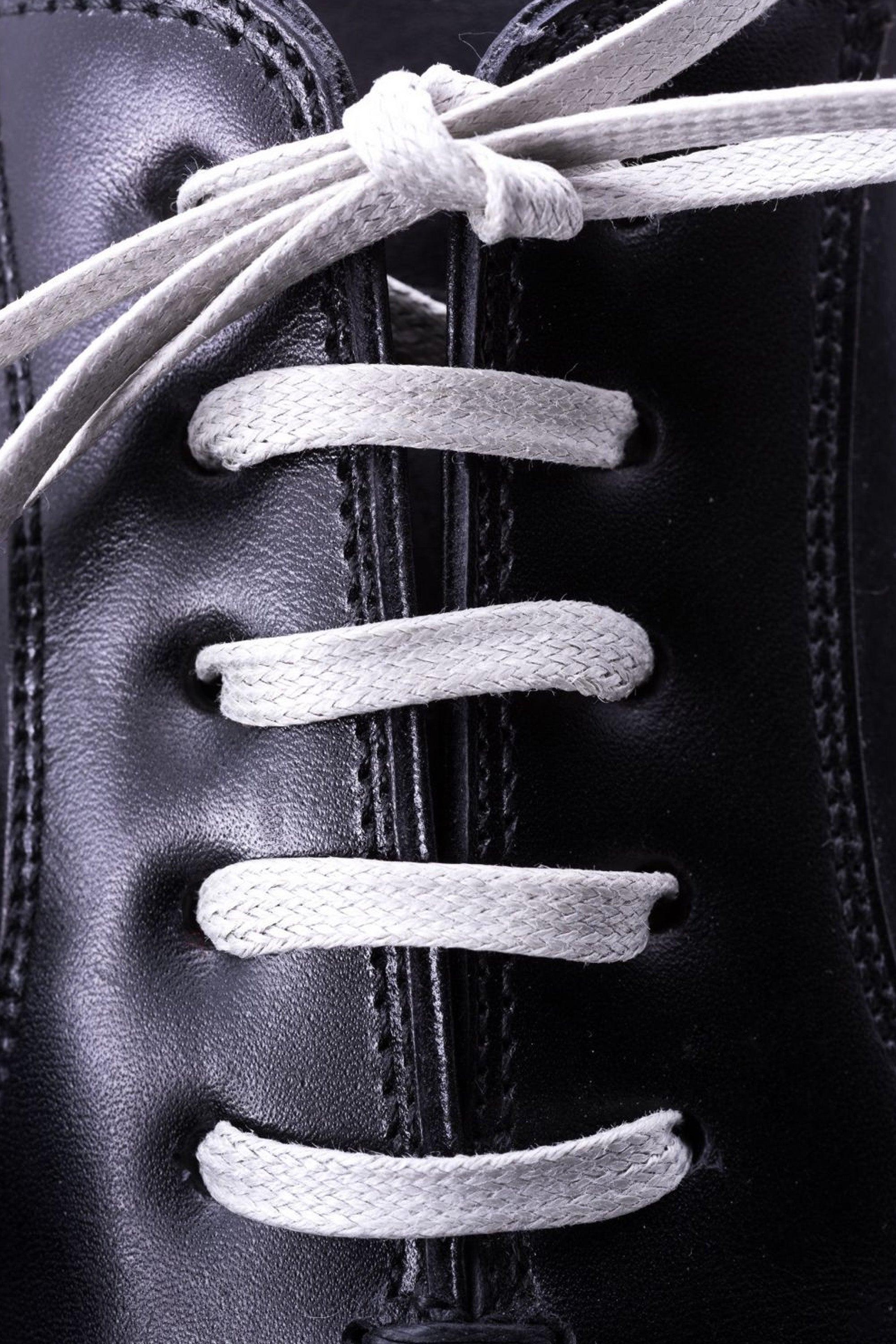 Flat Light Gray Waxed Cotton Shoelaces
