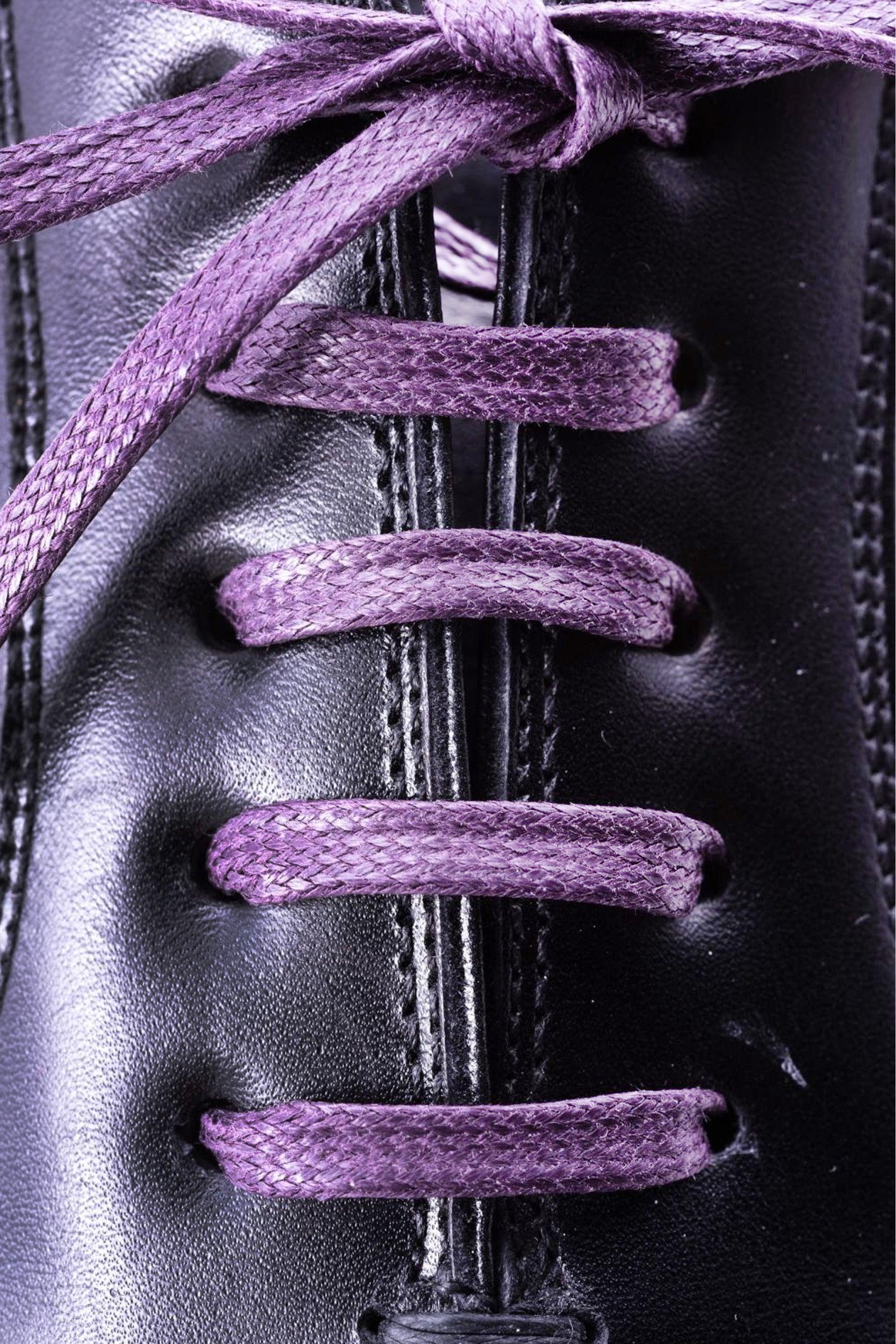 Flat Purple Waxed Cotton Shoelaces