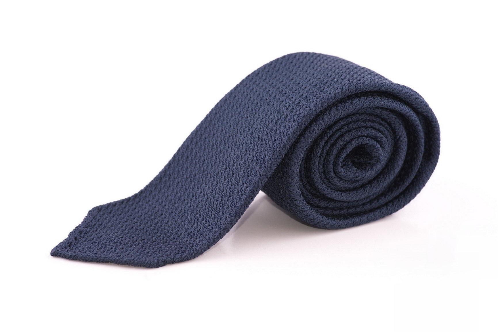 Navy Blue Grenadine Silk Tie