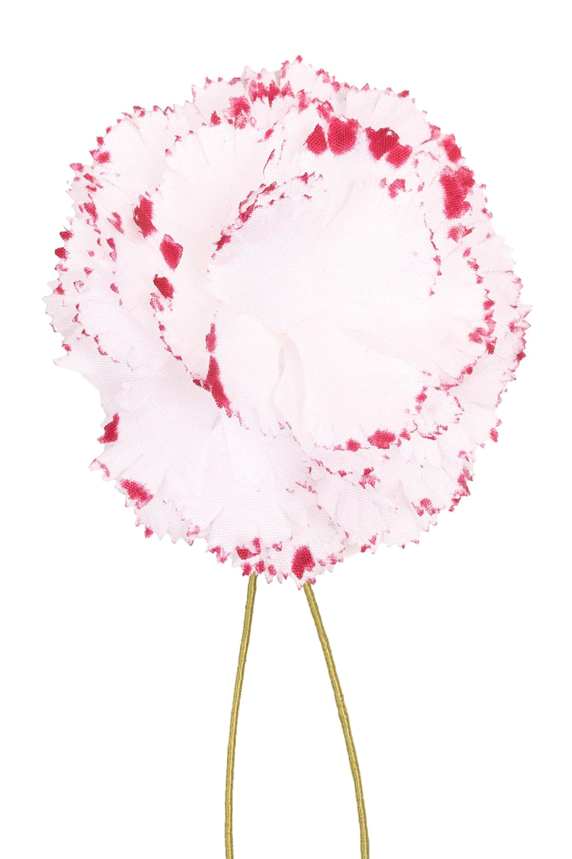 Life-Sized Magenta-Edged White Carnation Boutonnière