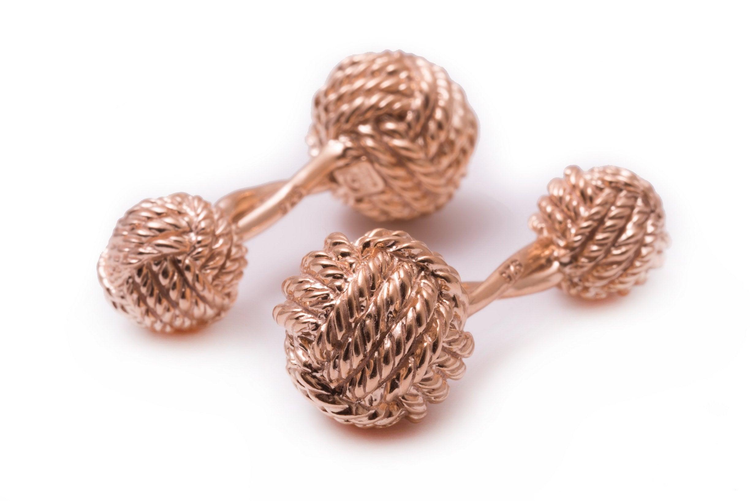 Monkey Fist Knot Rose Gold Vermeil Cufflinks