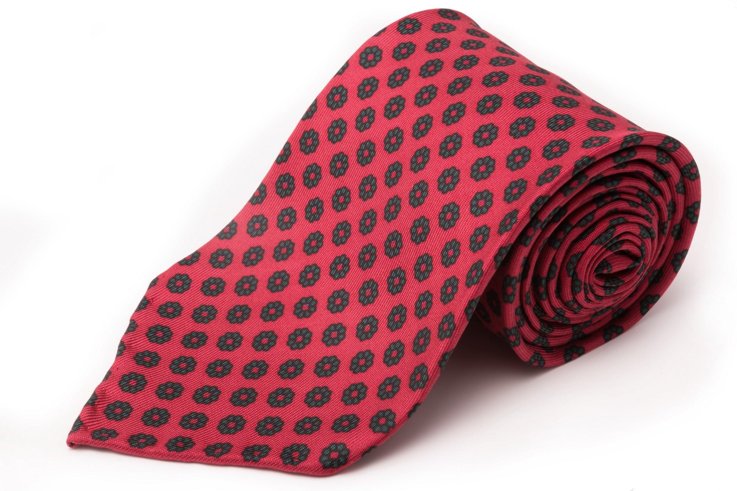 Orange-Red Macclesfield Neats Madder Silk Tie