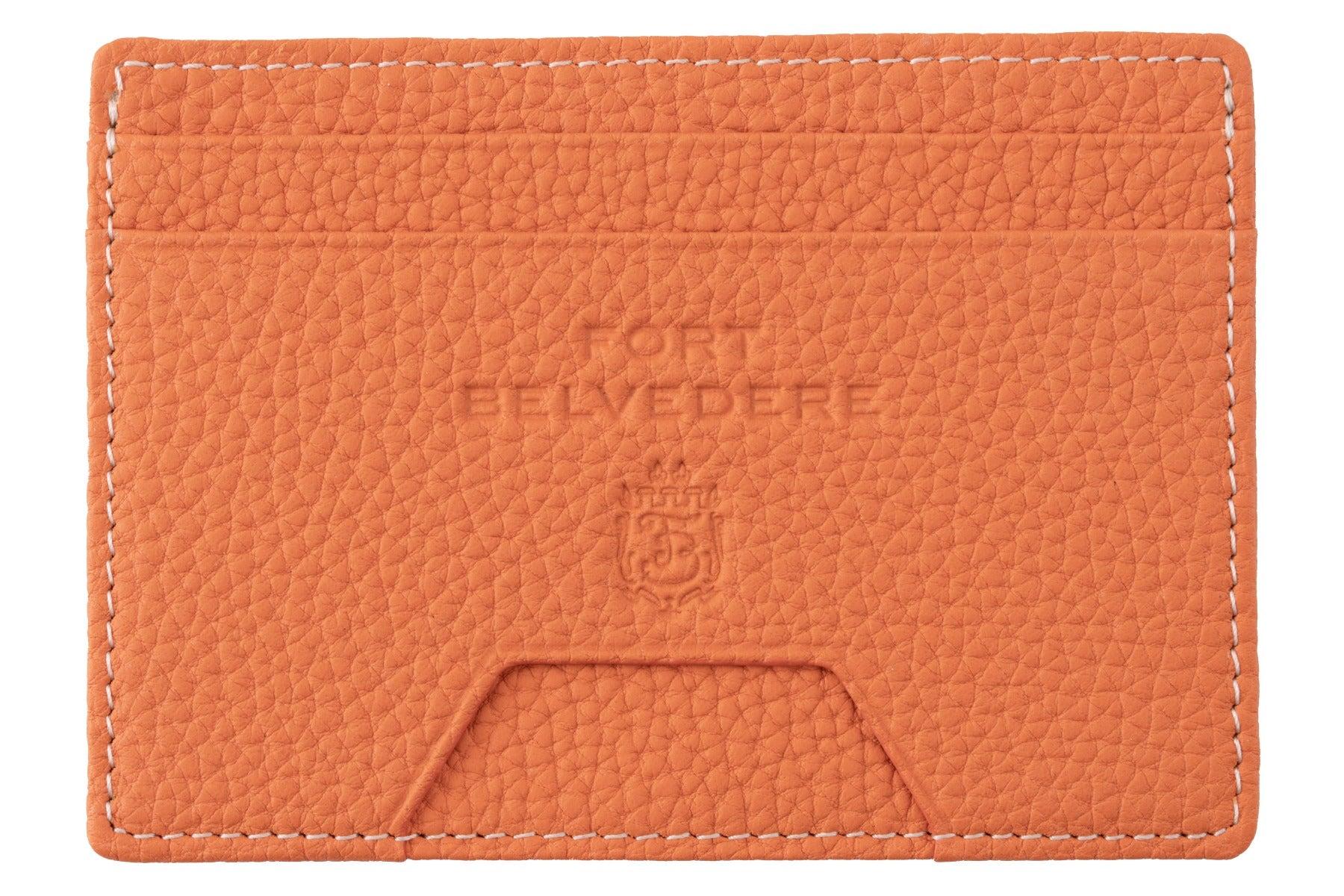 Slim Orange Togo Leather Cardholder Wallet