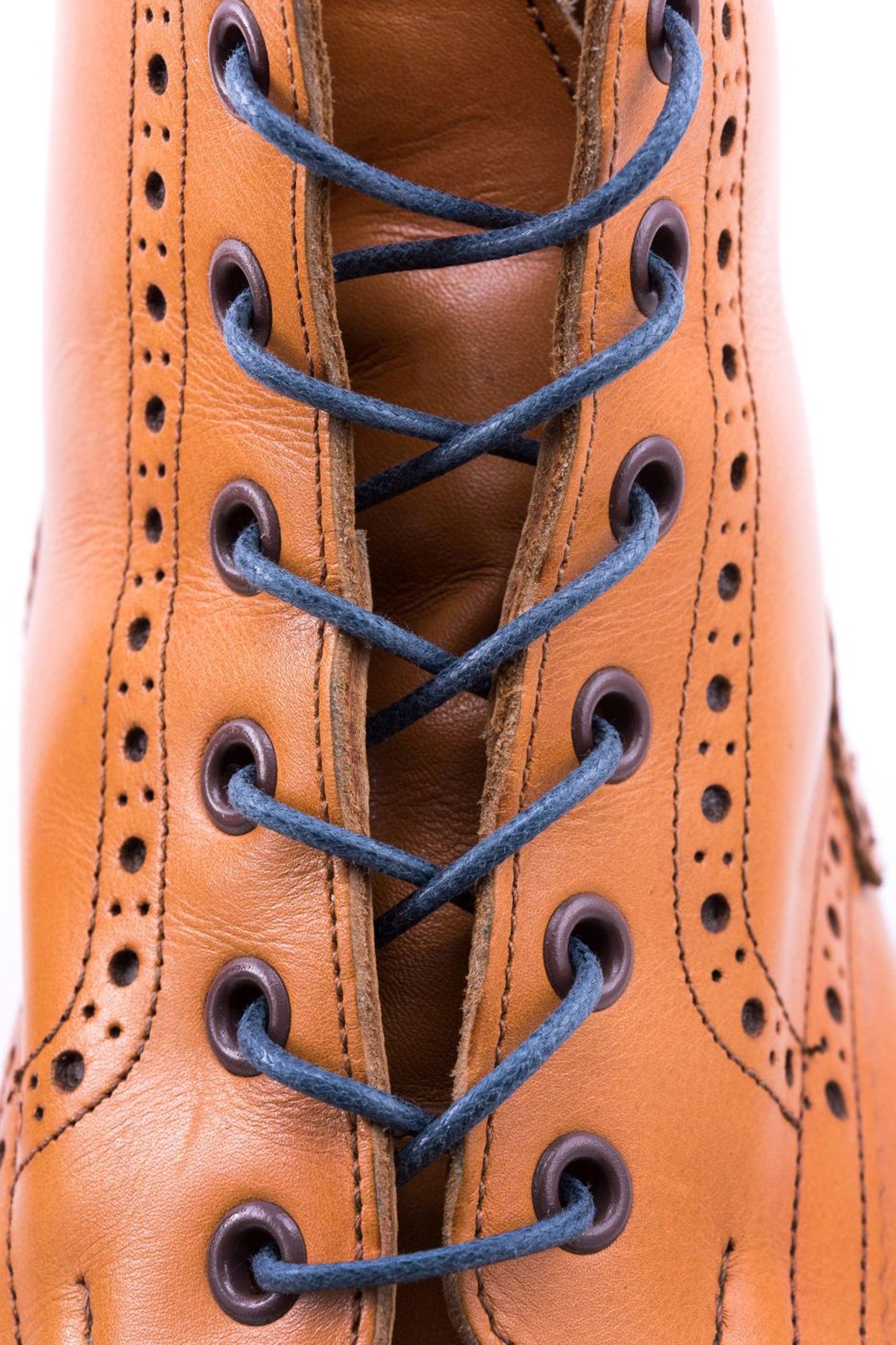 Round Blue-Gray Waxed Cotton Bootlaces