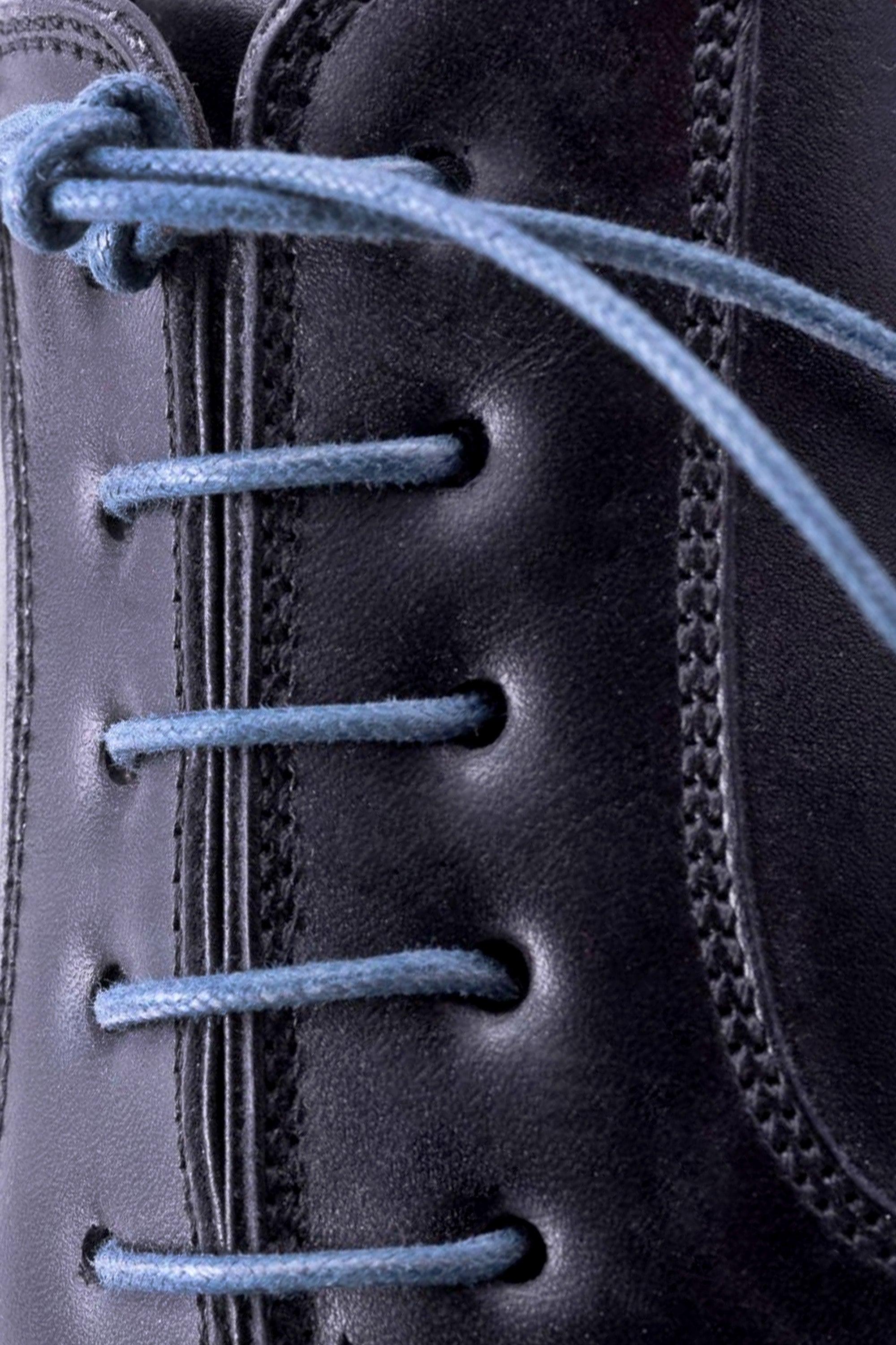 Round Blue-Gray Waxed Cotton Shoelaces
