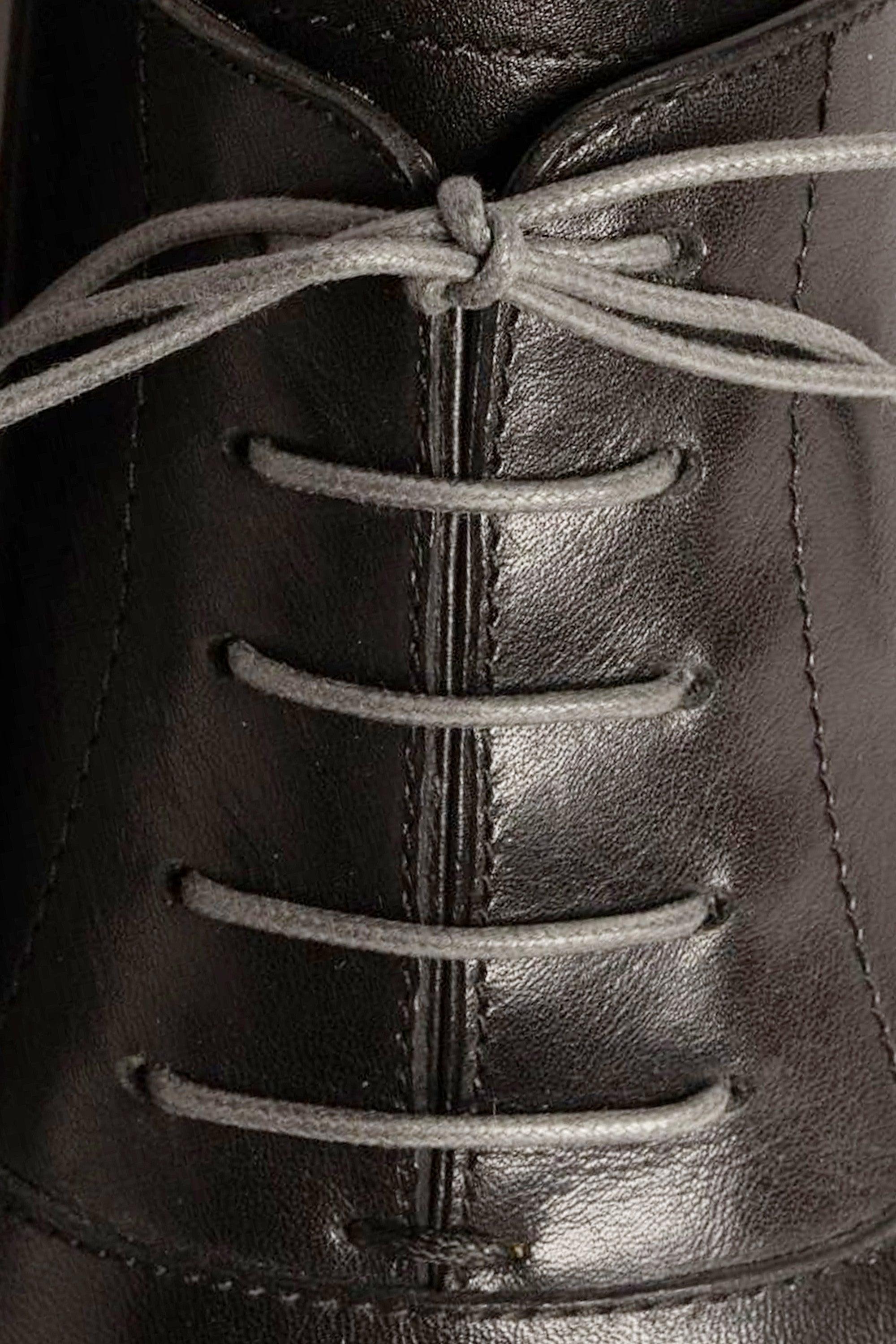 Round Charcoal Waxed Cotton Shoelaces