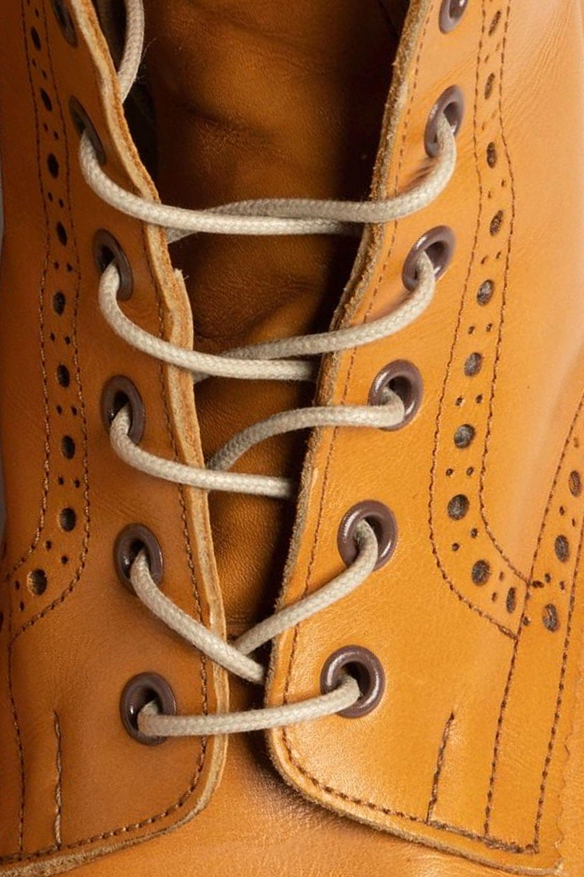 Round Light Havana Brown Waxed Cotton Bootlaces