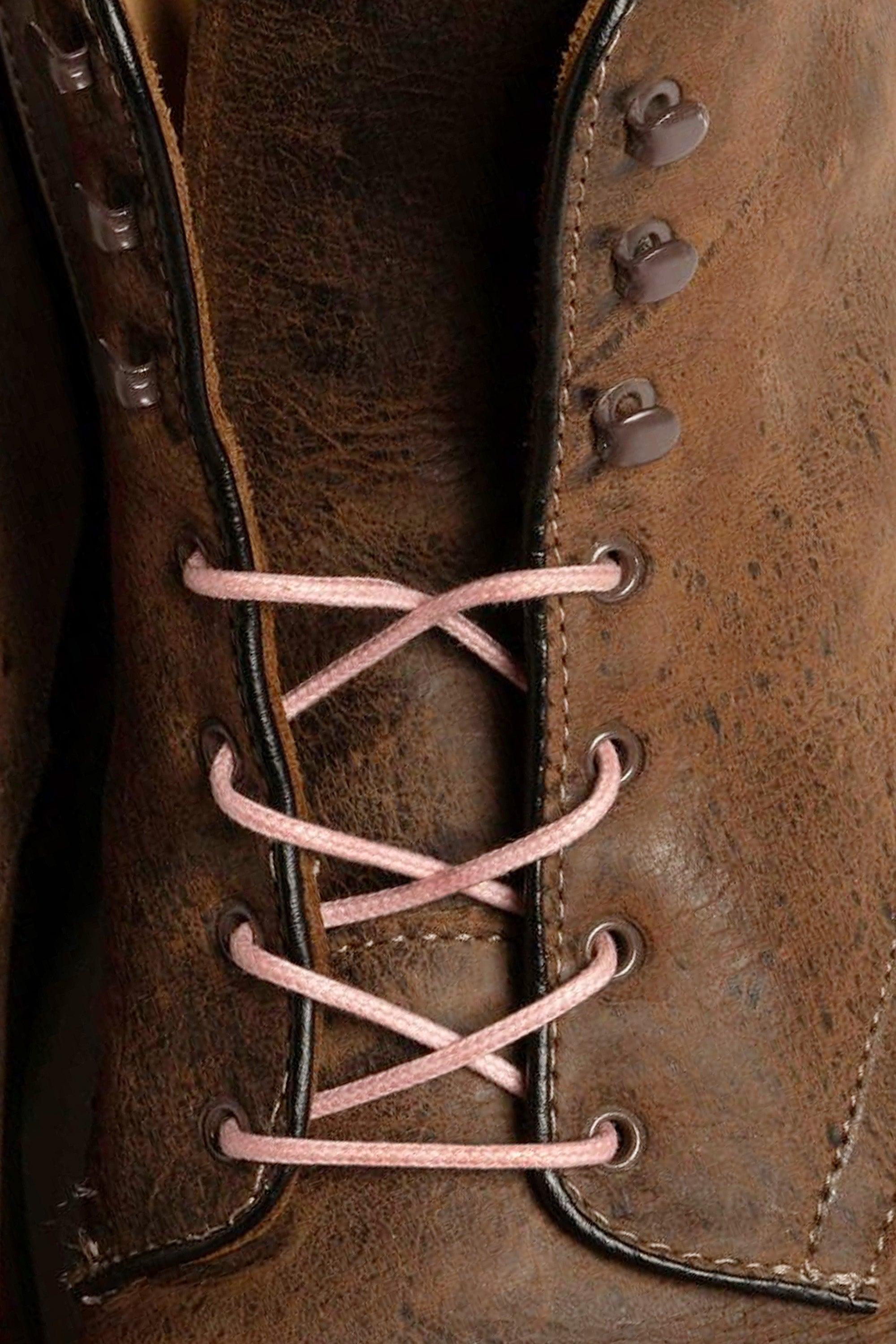 Round Pale Pink Waxed Cotton Bootlaces