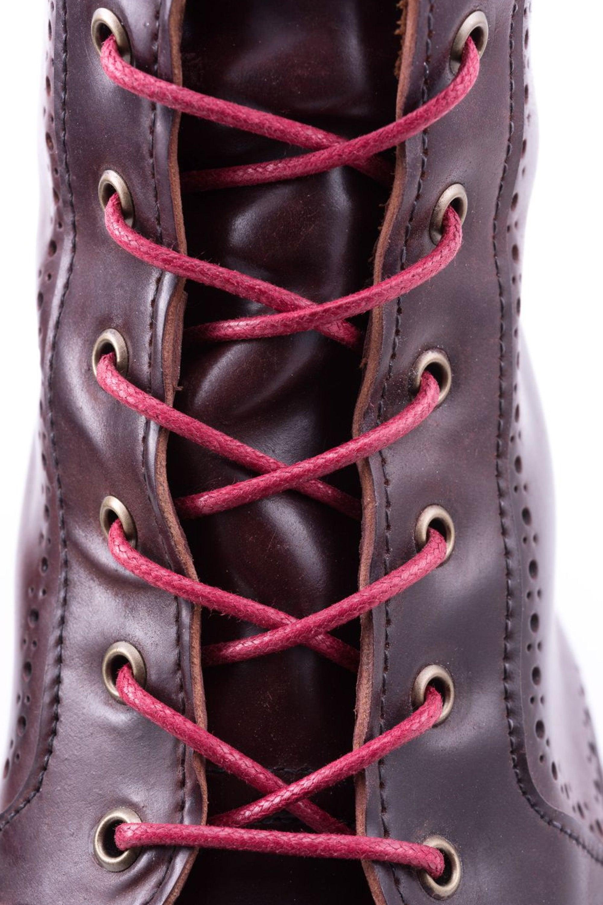 Round Red Waxed Cotton Bootlaces