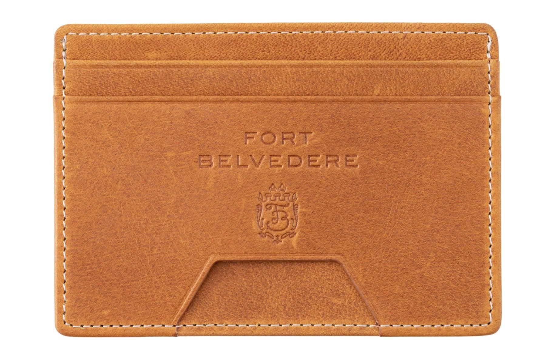 Slim Vintage Gold Leather Cardholder Wallet