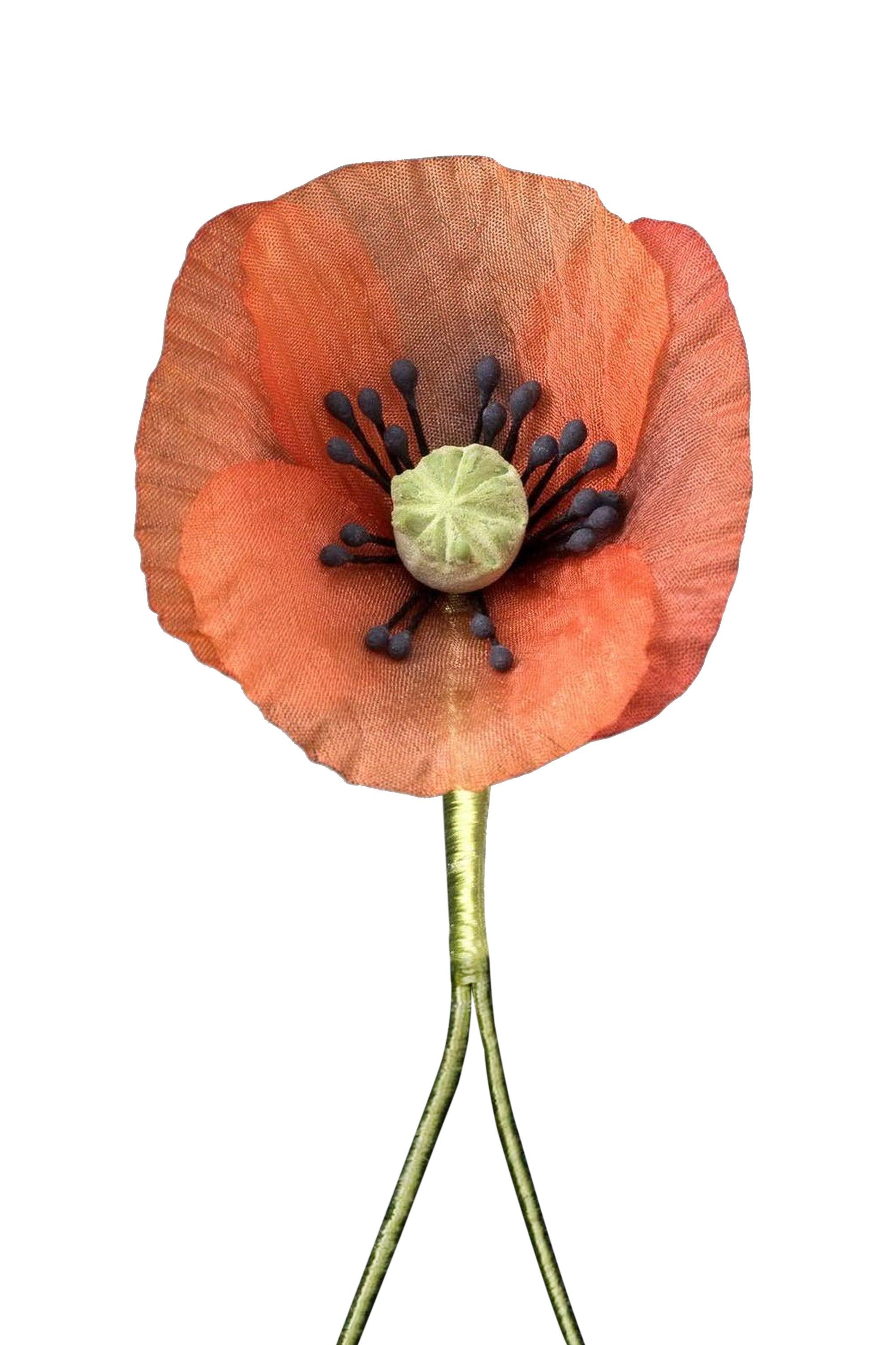 Small Orange Poppy Silk Boutonnière Flower