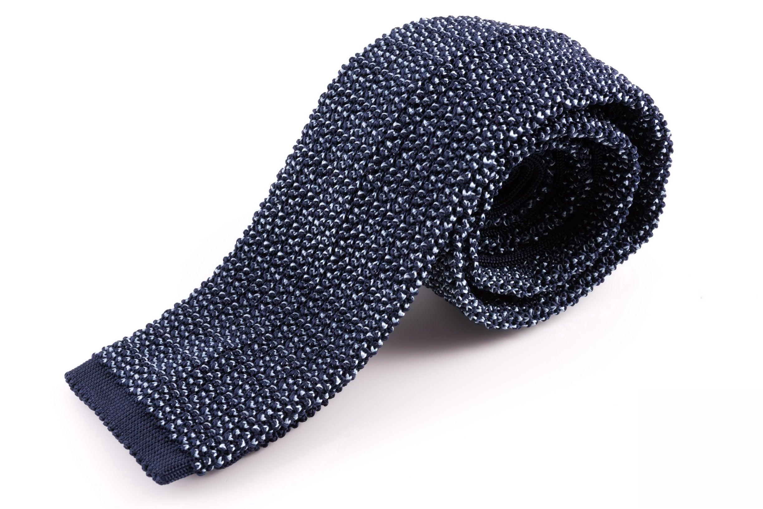 Navy & Light Blue Two-Tone Silk Knit Tie
