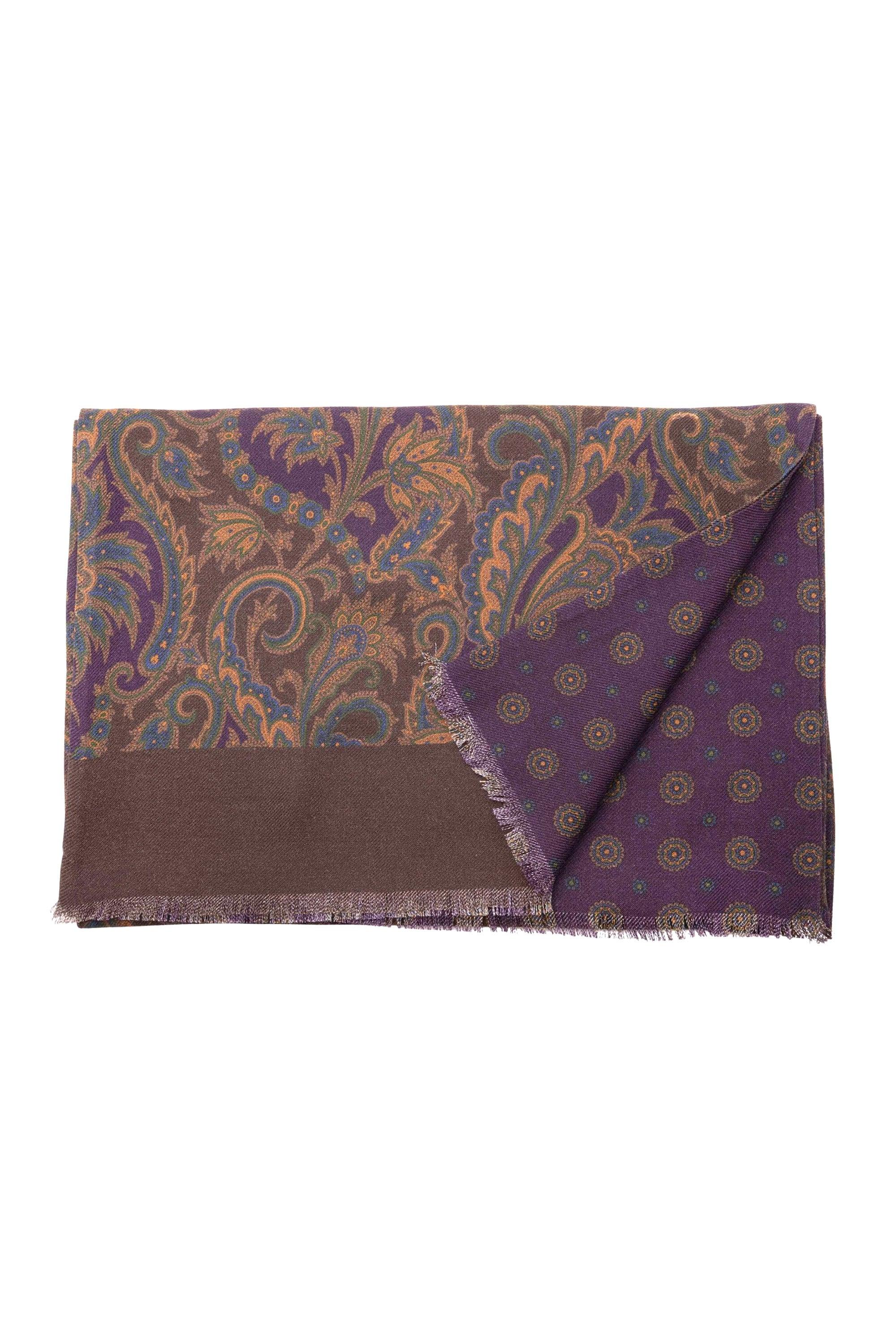 Purple Paisley & Micropattern Double Sided Scarf