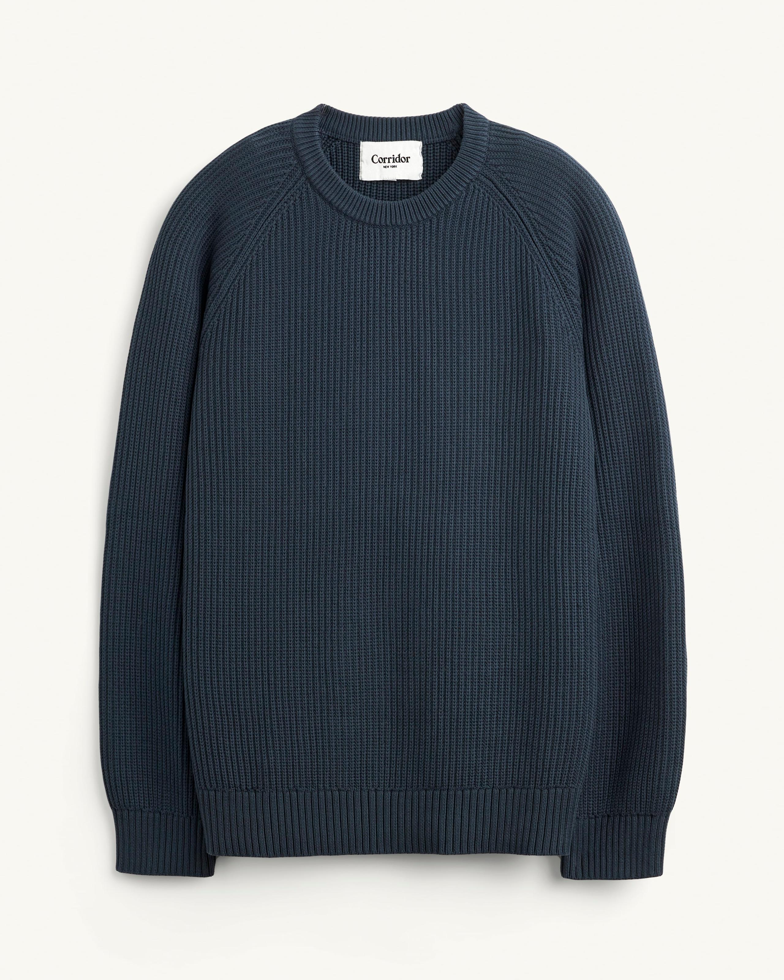 Washed Cotton Crewneck - Navy