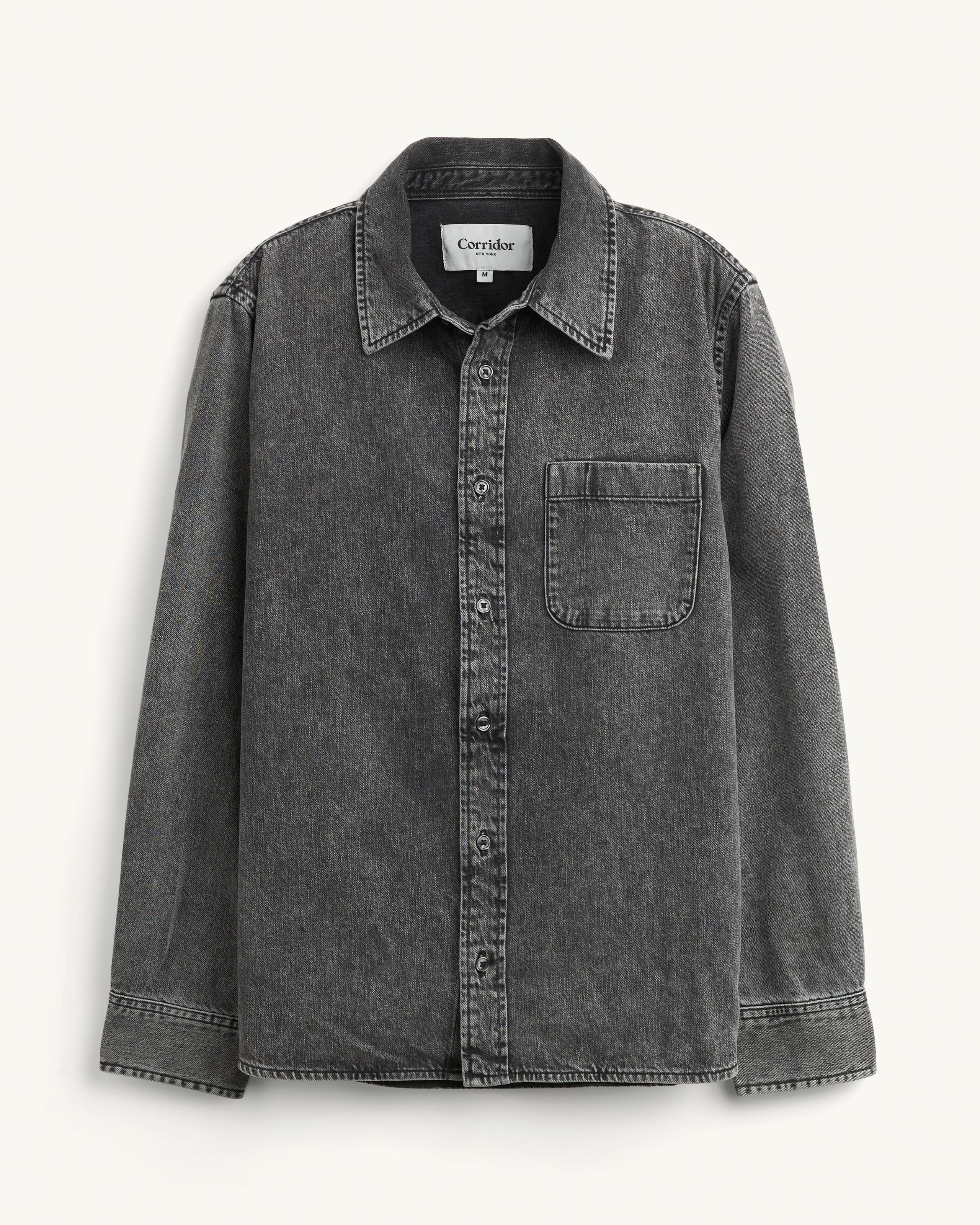 Washed Denim Shirt - Black