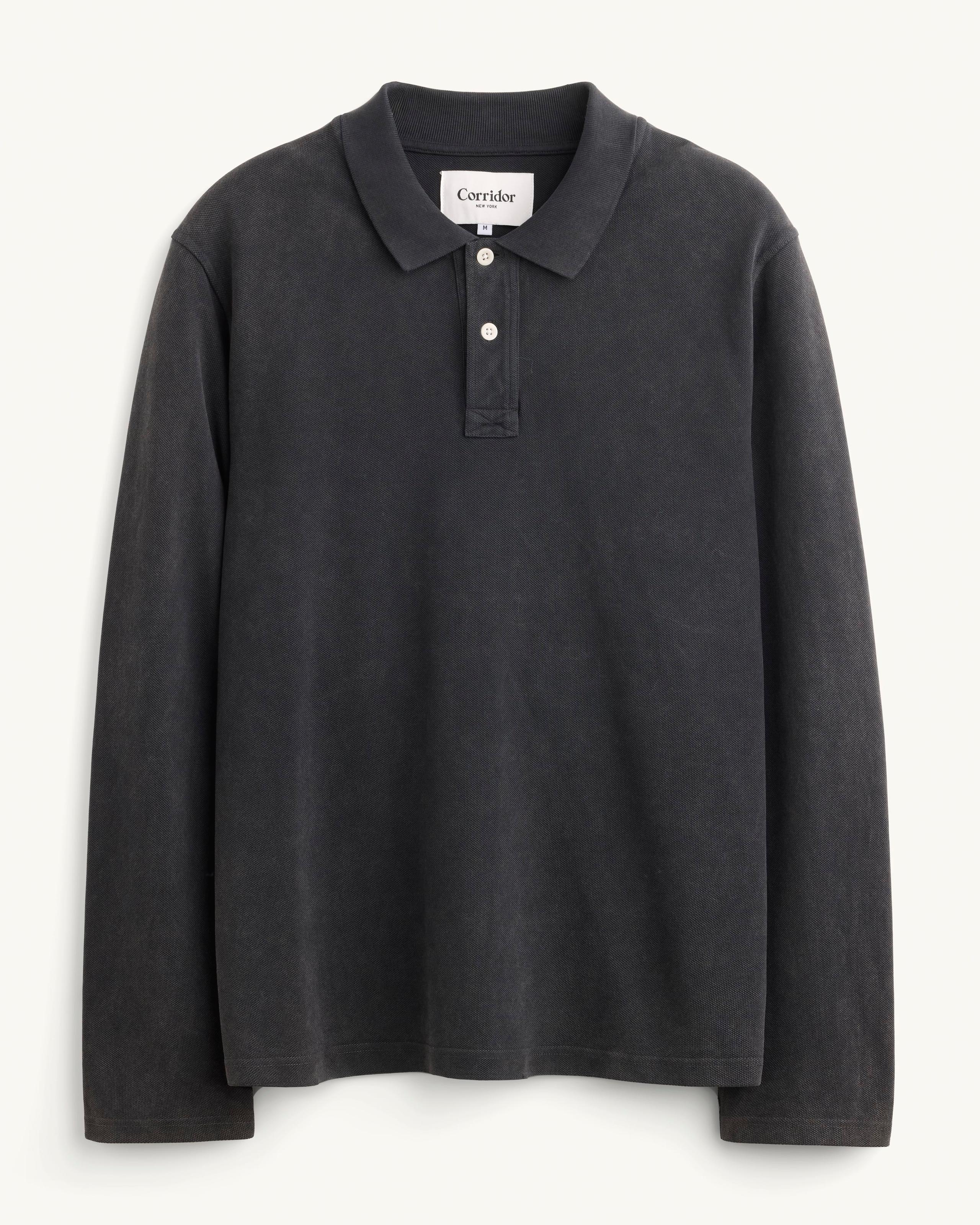 LS Pique Polo - Black