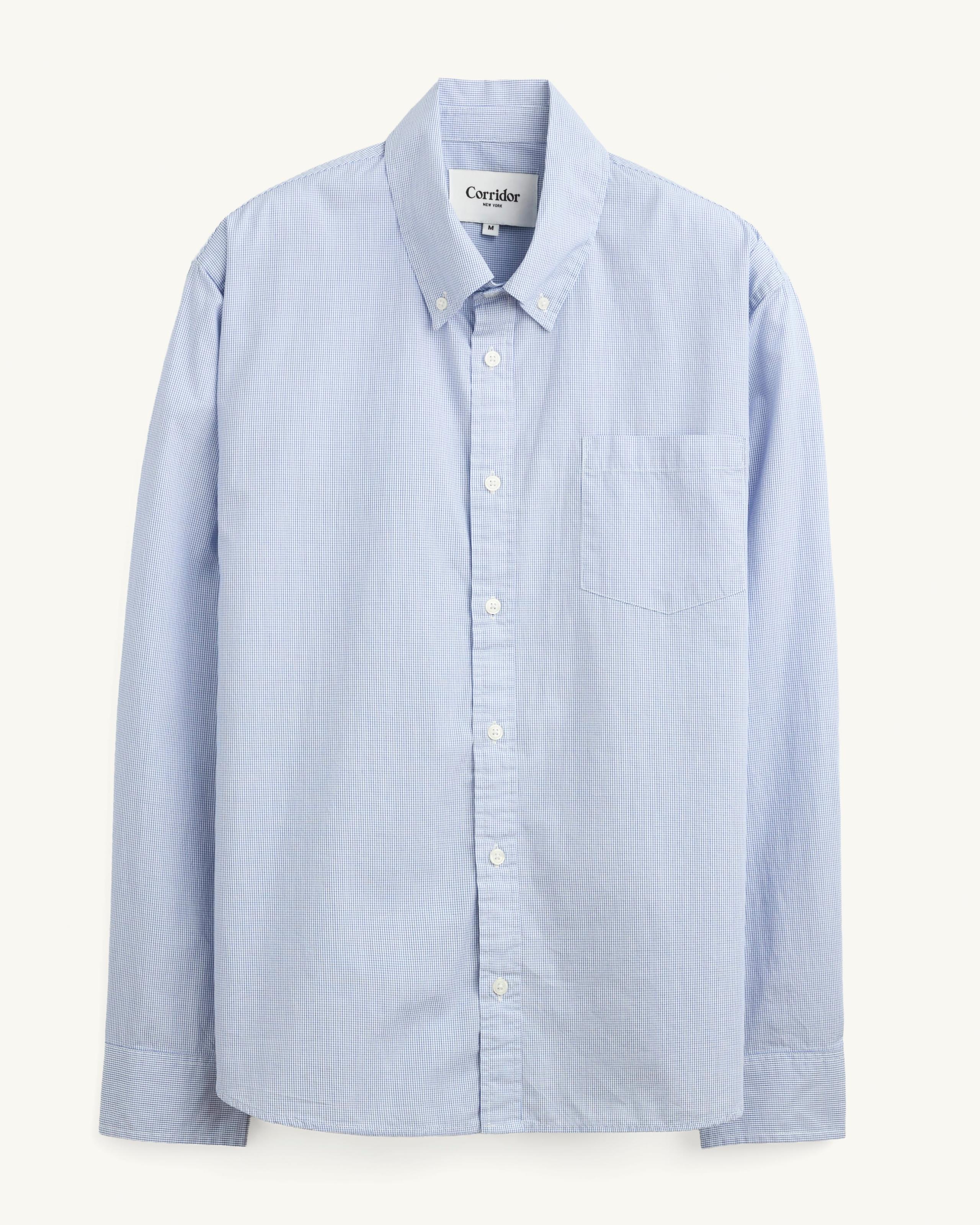 Windowpane Poplin LS - Blue