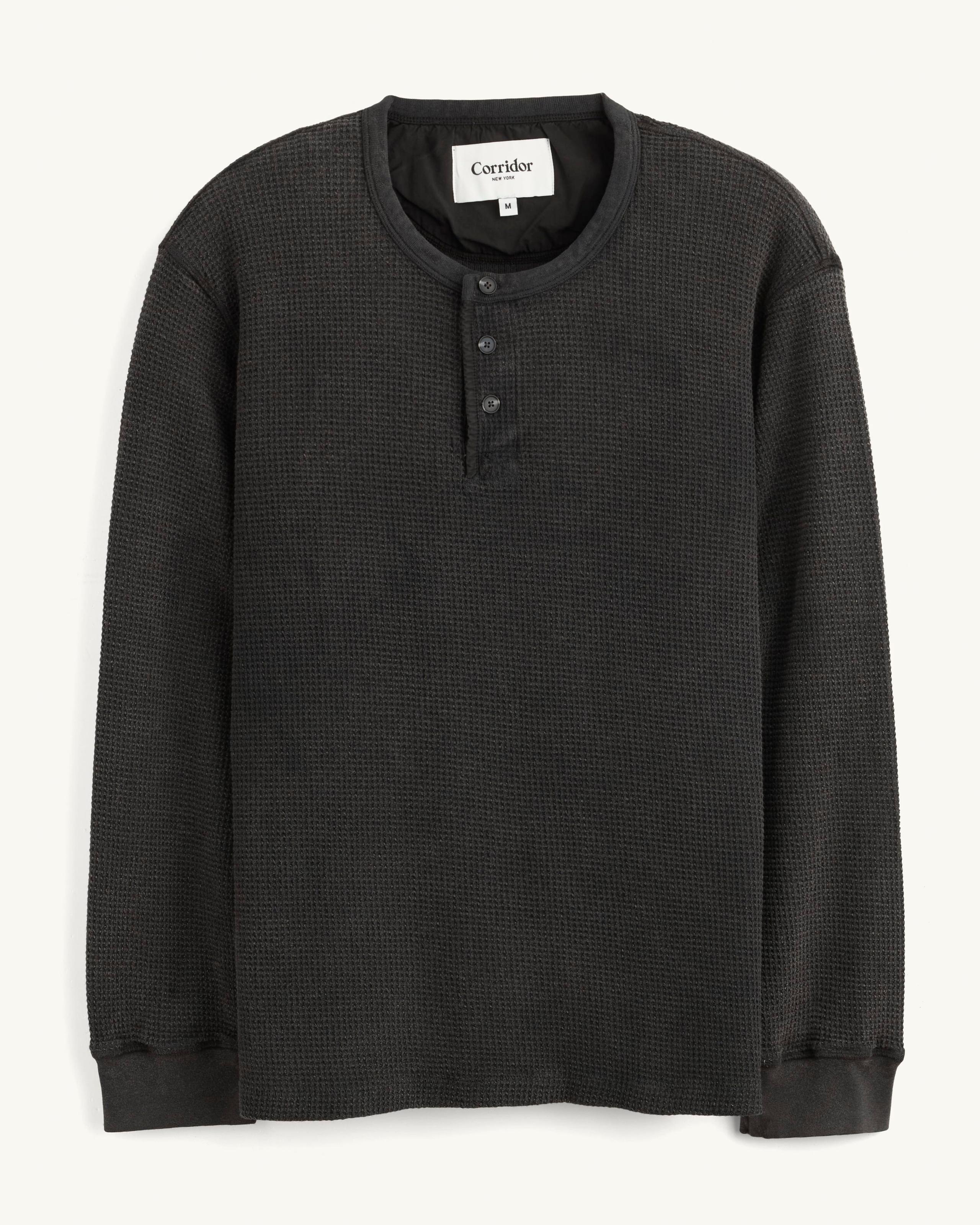 Waffle Henley - Black