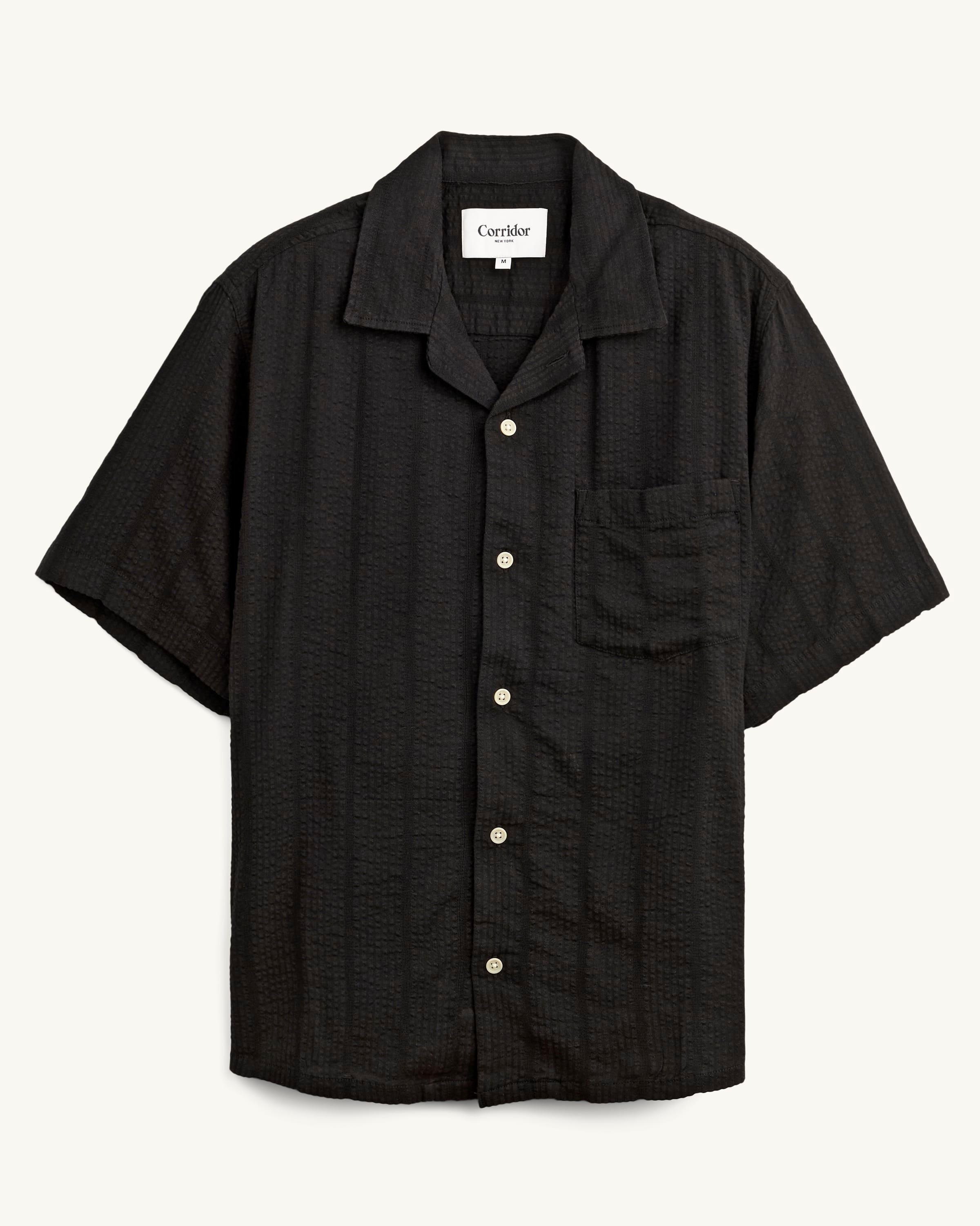Striped Seersucker SS - Black