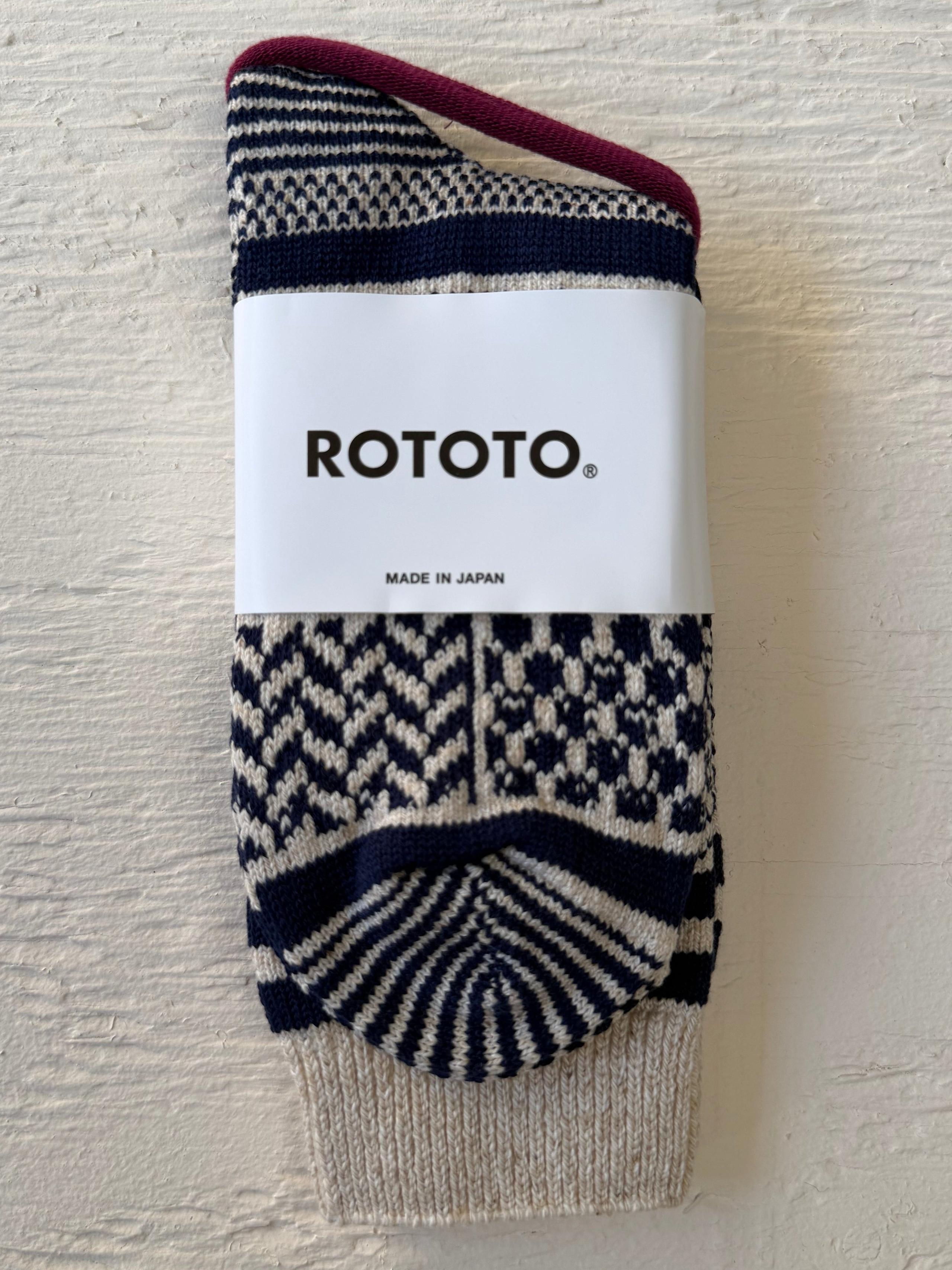 Multi Jacquard Sock Ivory/Navy