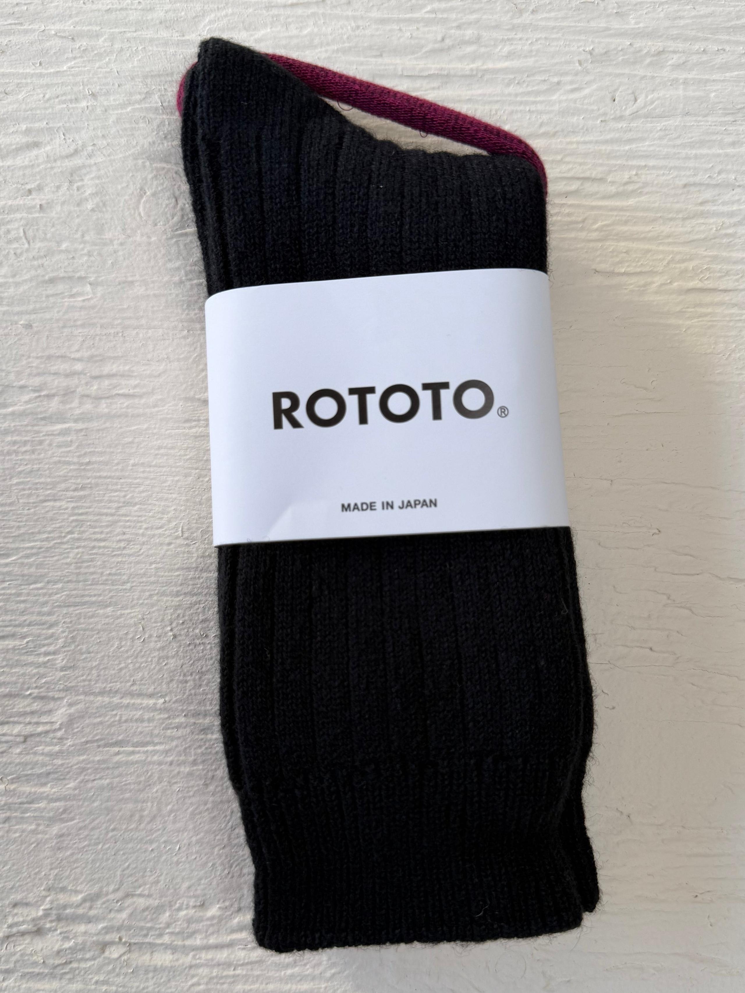 Cotton/Wool Ribbed Sock Black