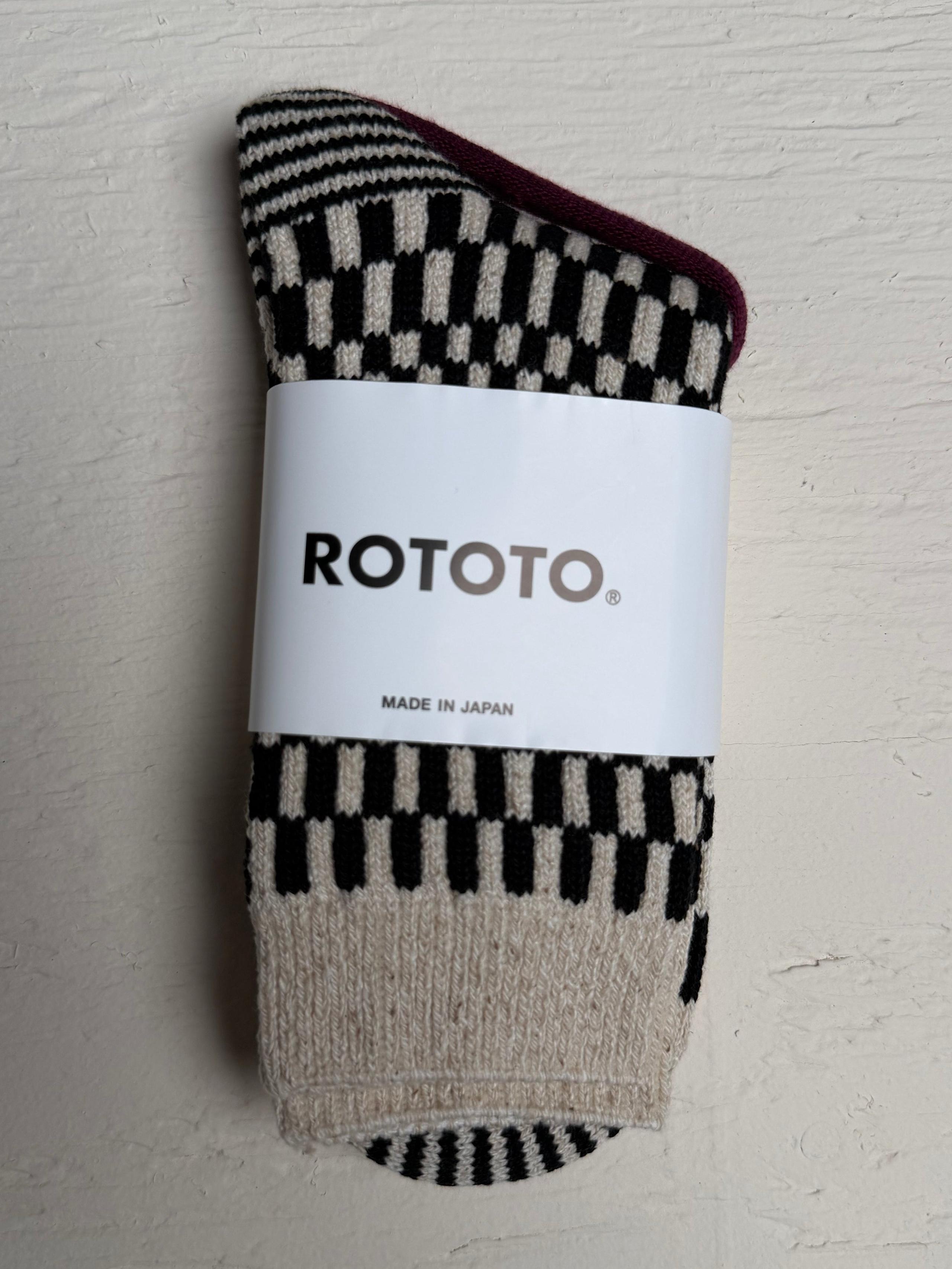 Checkerboard Crew Socks Black