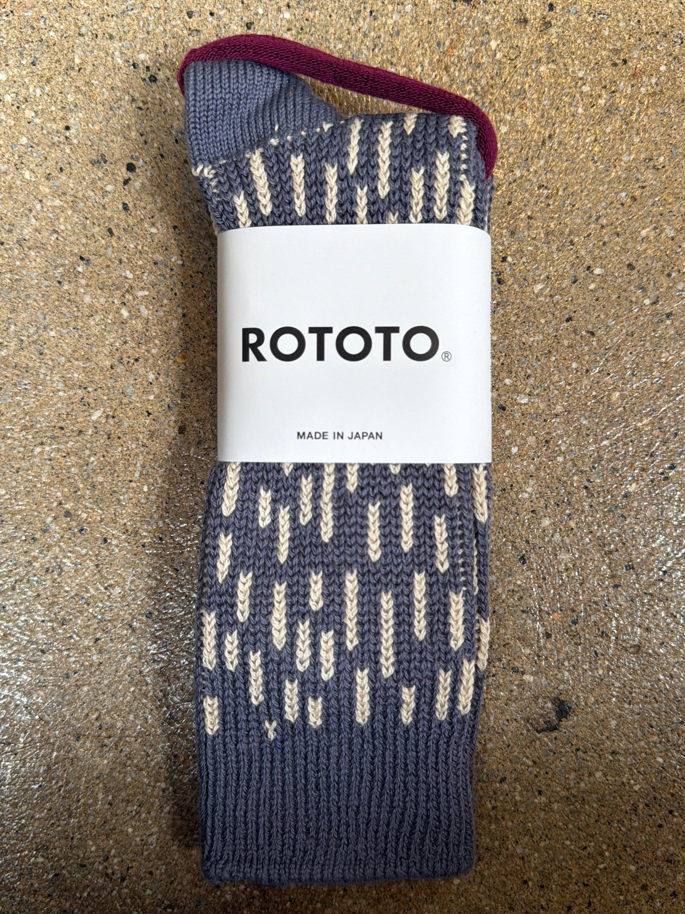 Rain Drop Crew Socks Steel Blue/Ivory