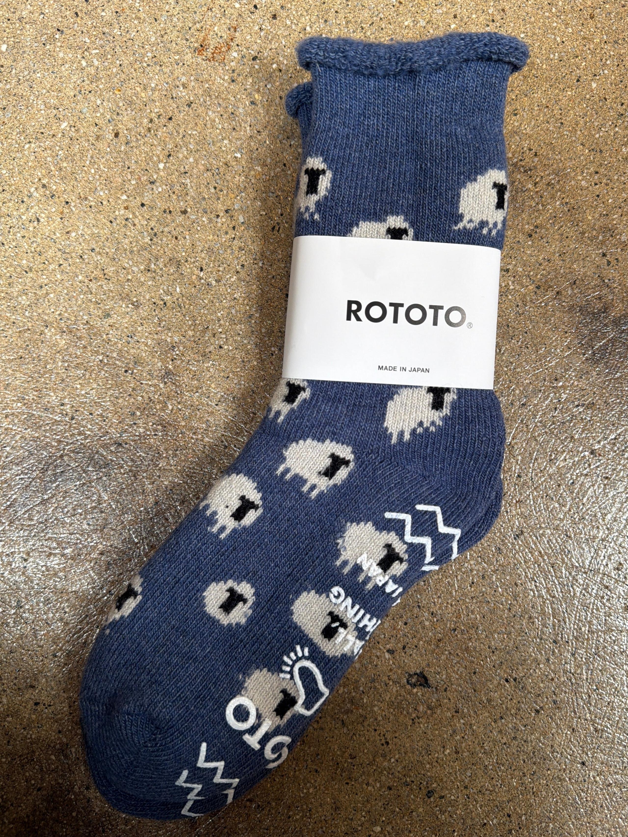 Sheep Pile Room Socks Blue
