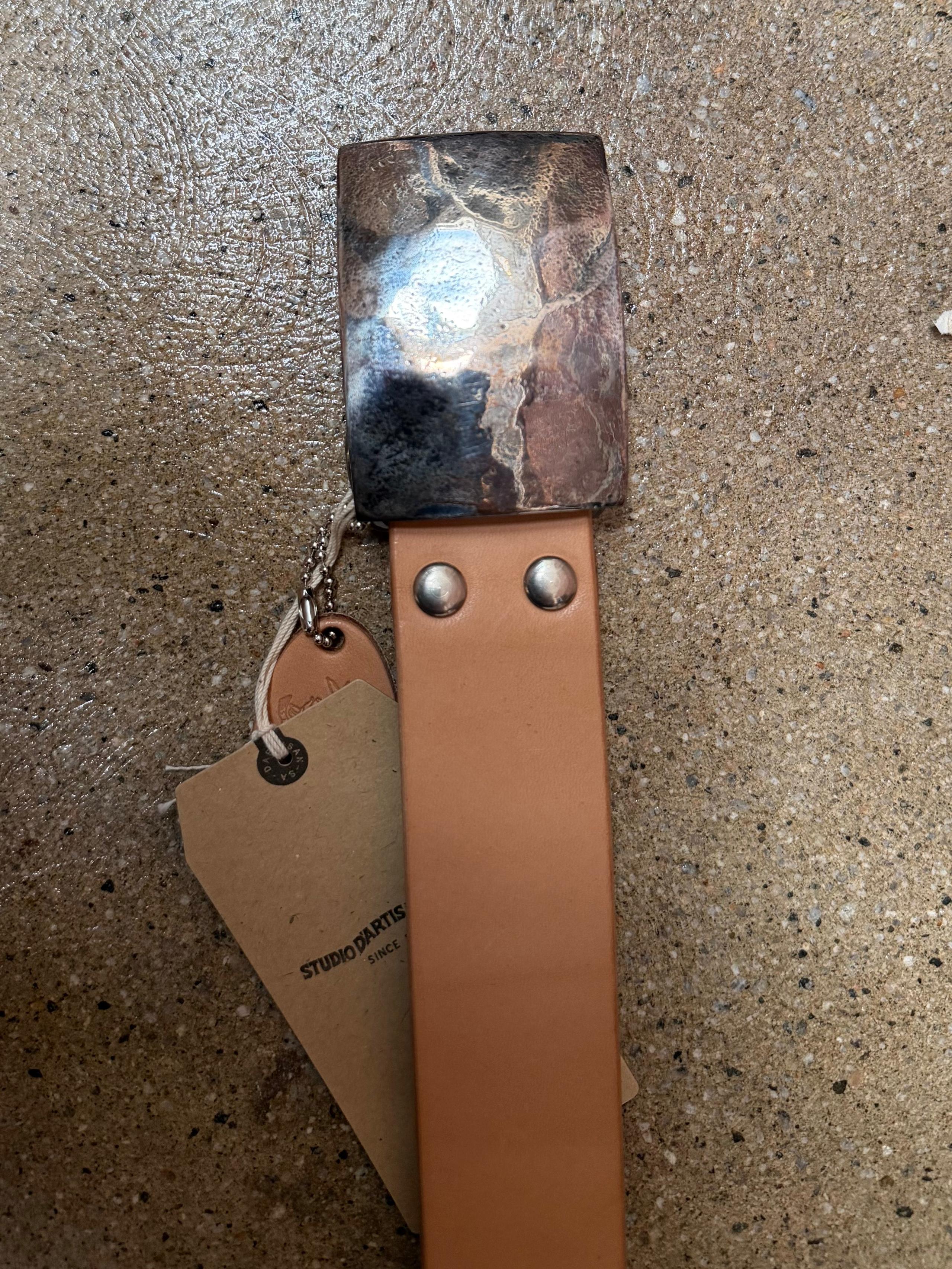 Steel Buckle Leather Belt Nautral