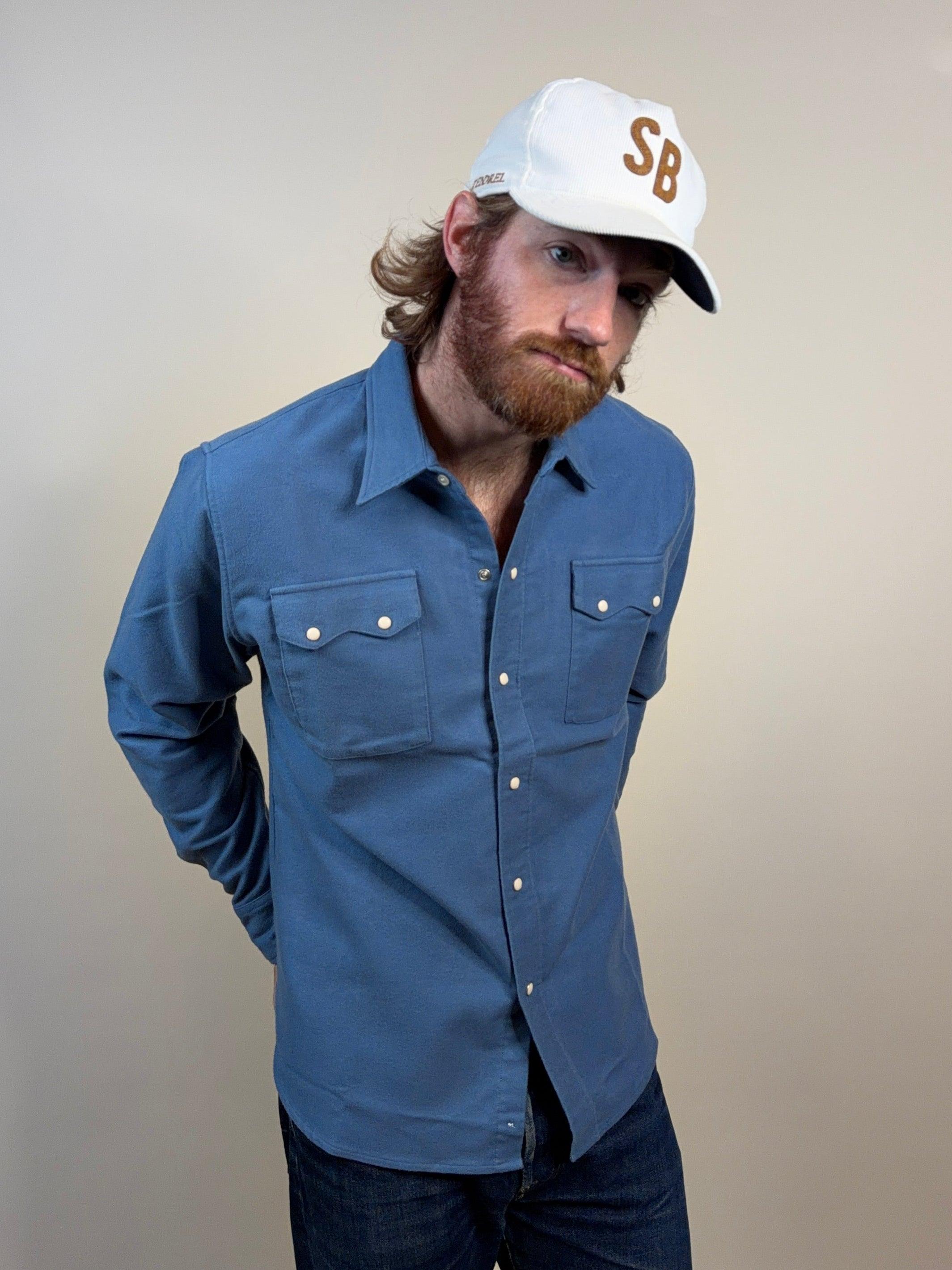 Moleskin Pearlsnap Shirt River Blue