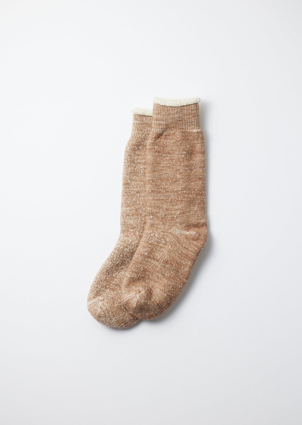 Double Face Crew Socks Camel Merino wool & Organic cotton