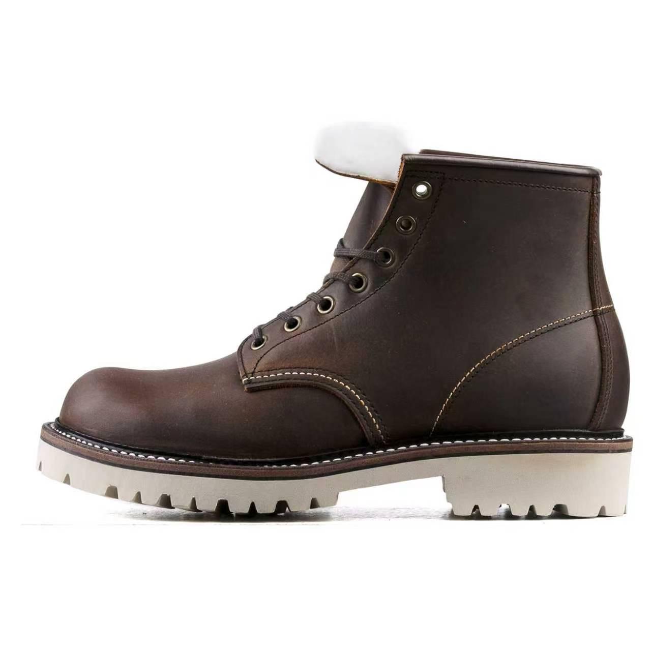 Plain Toe Woolen Boot -luosjiet®boots - Crazy Horse Red Brown
