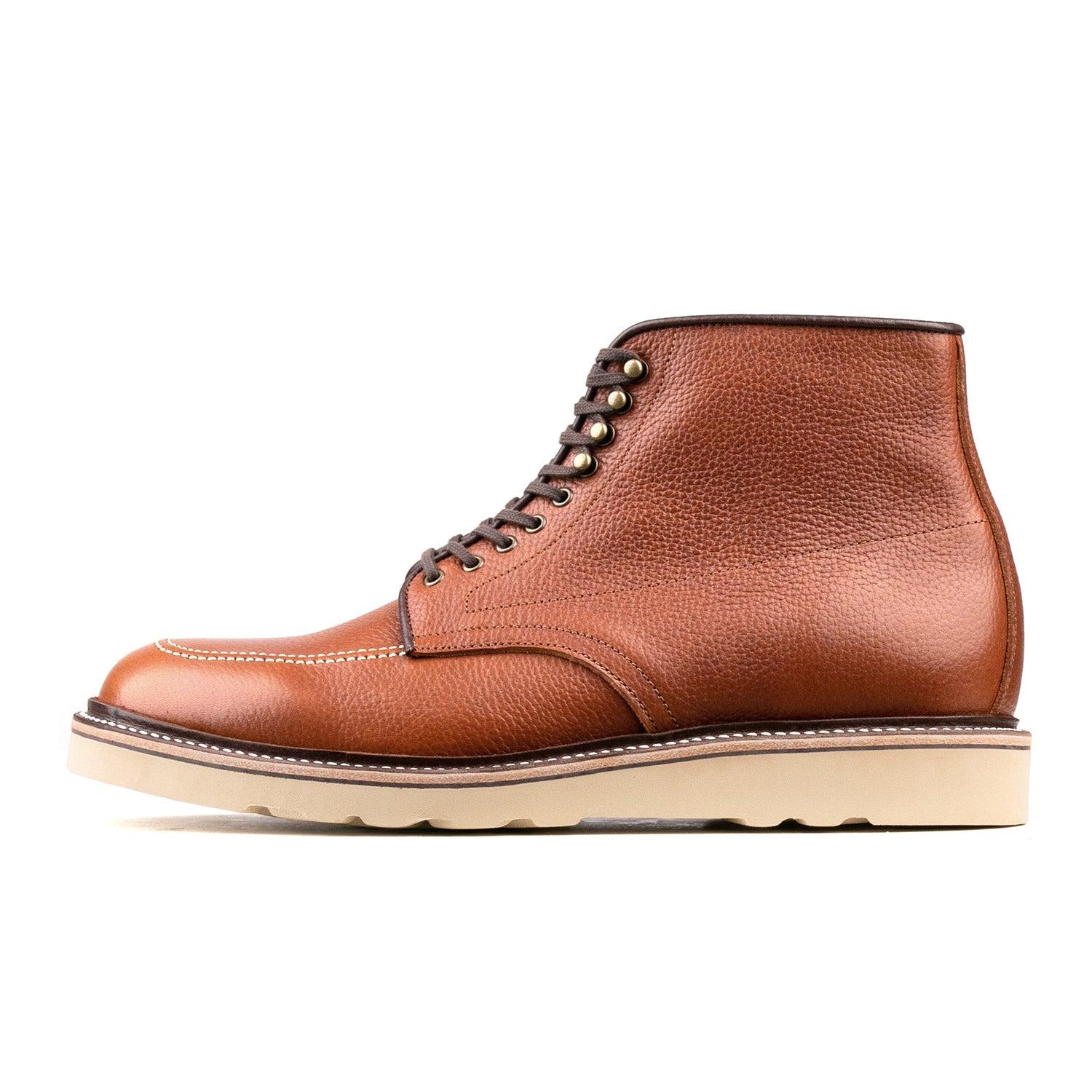 Indiana MocToe Boot - luosjiet®boots - Amber Brown Lychee pattern Cowhide