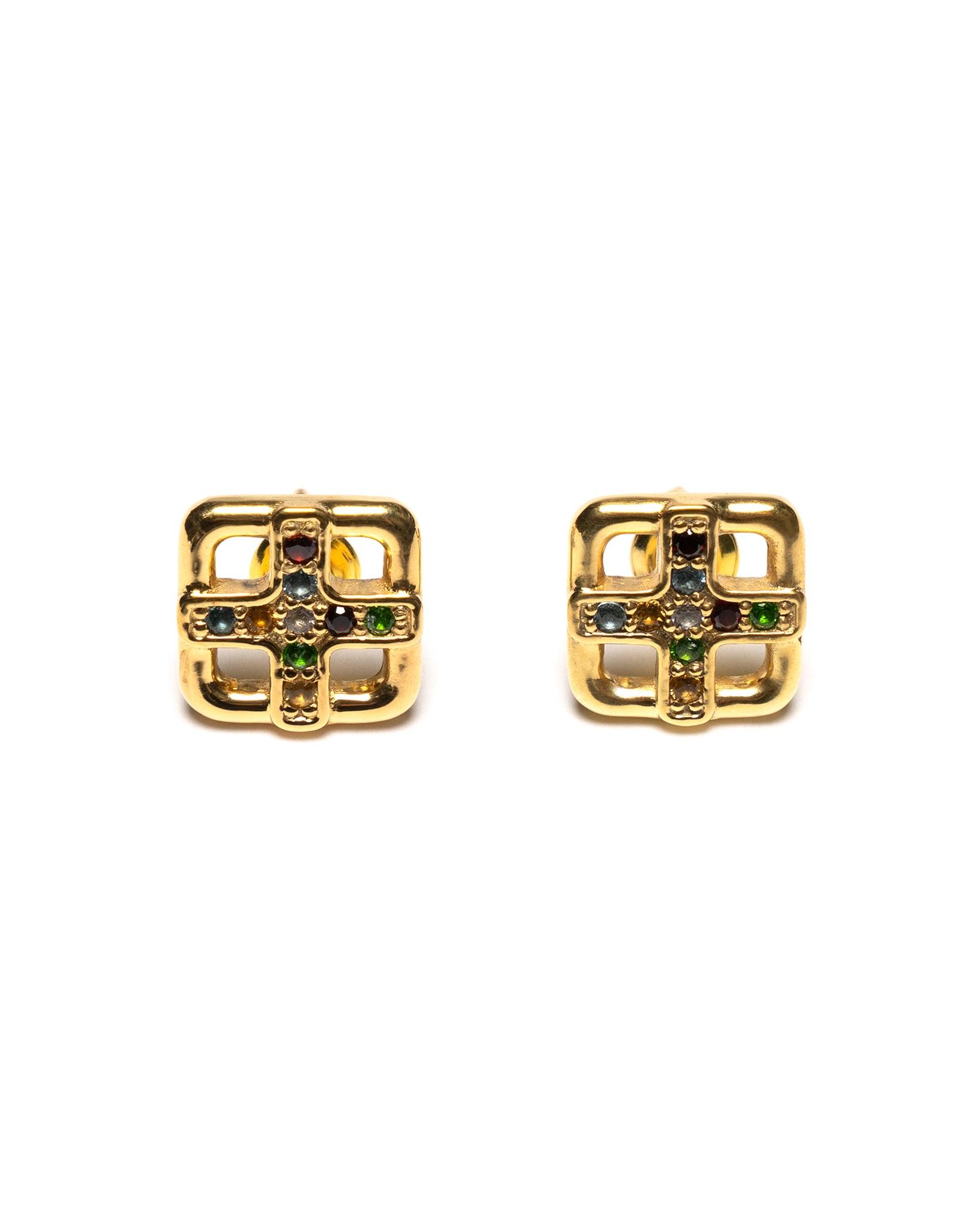Cross Earrings (14K Gold/Topaz)